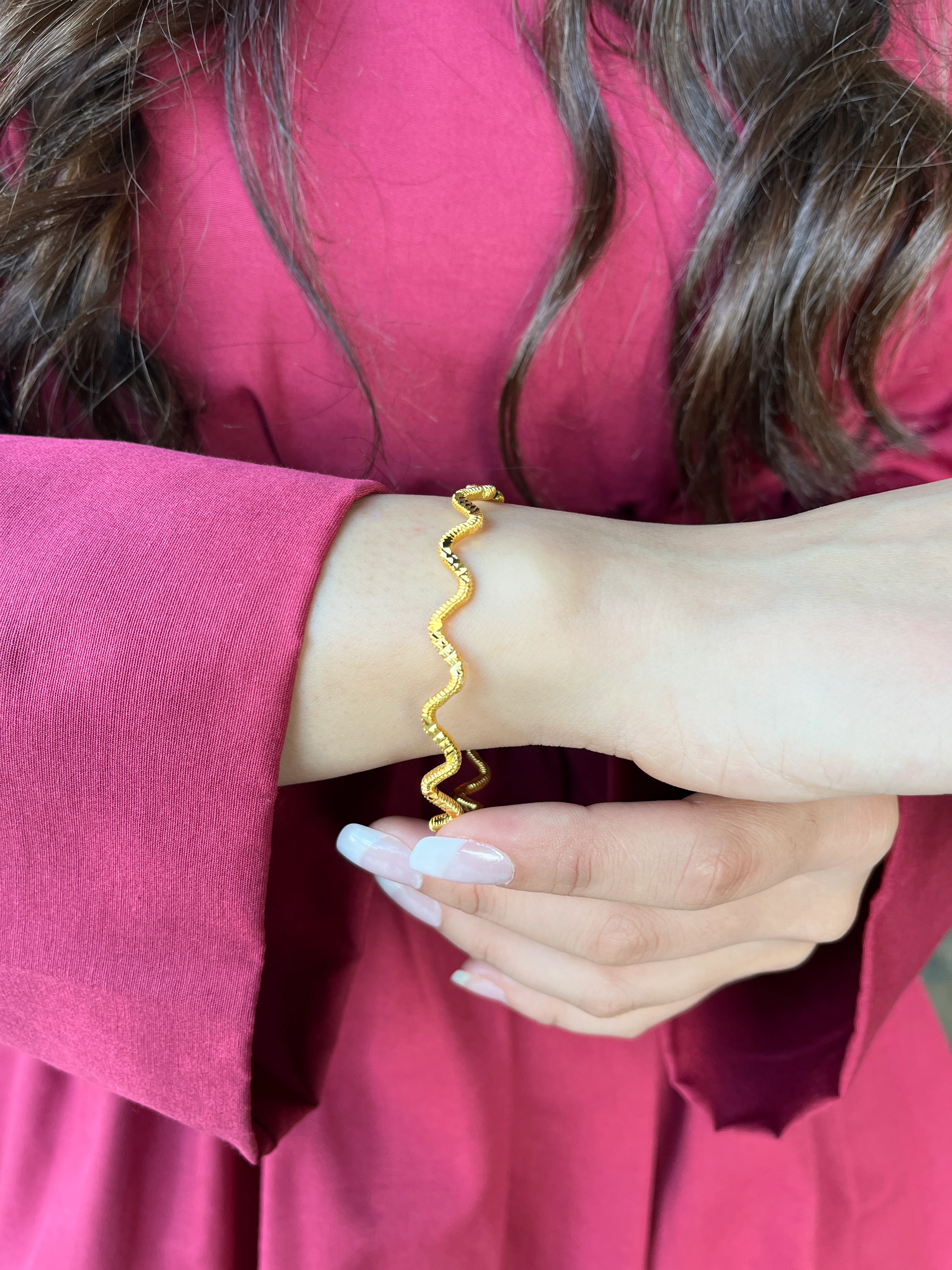 Müjde Zikzak Ajda Bilezik 22 Ayar Altın Kaplama