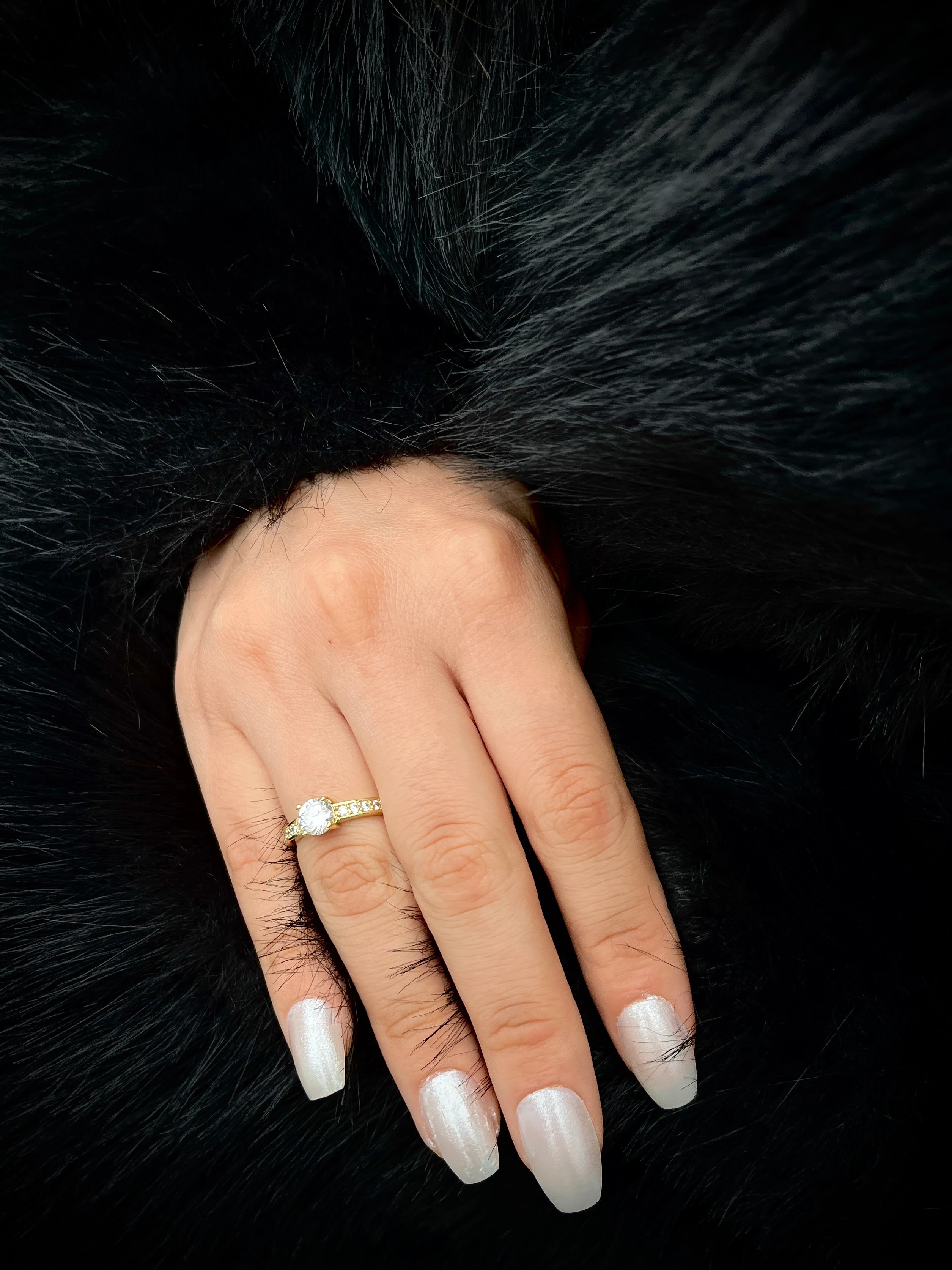 14K Taşlı Tektaş Küçük Yüzük Altın Kaplama