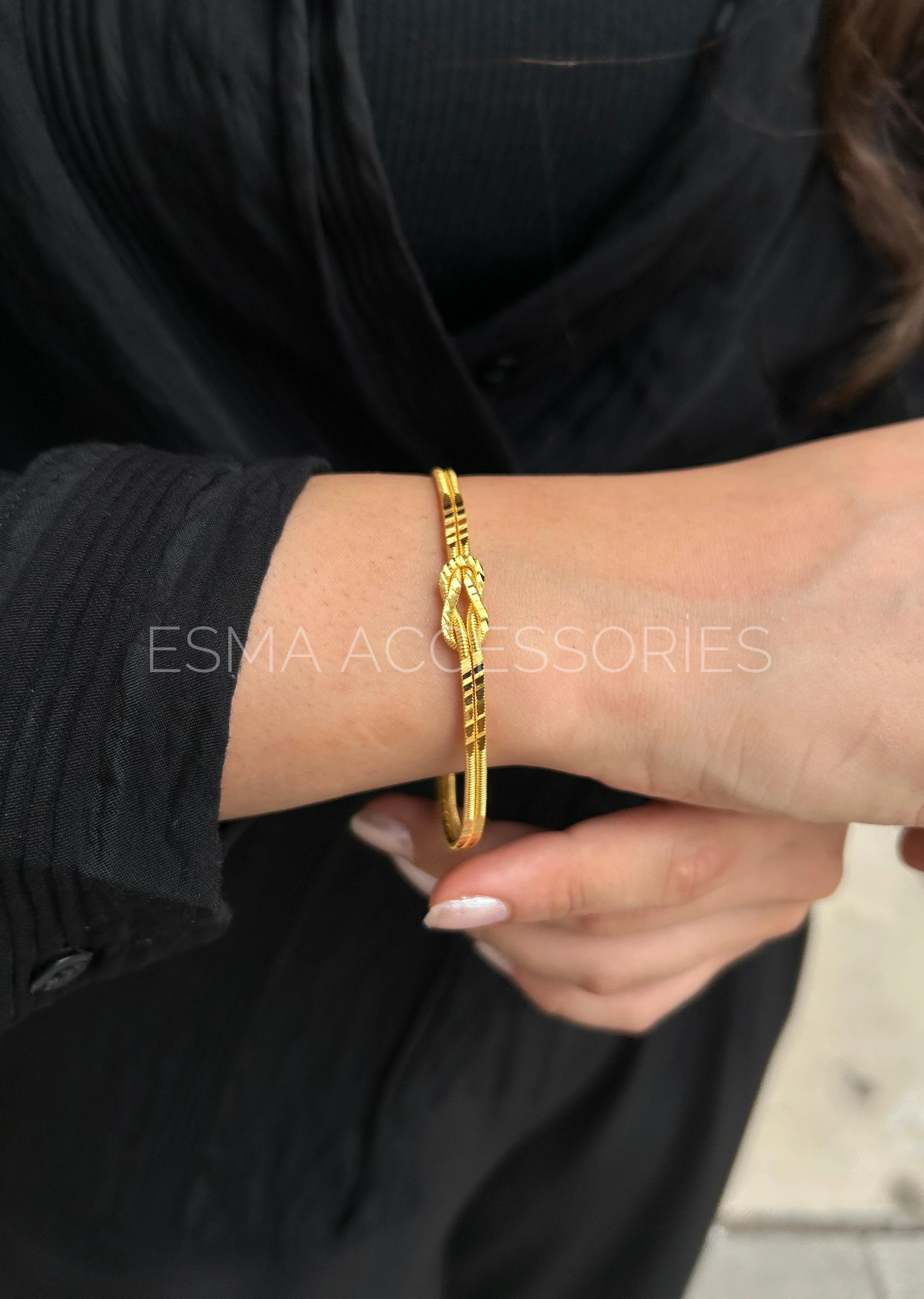 Müjde Aşk Düğüm Bilezik 22 Ayar Altın Kaplama