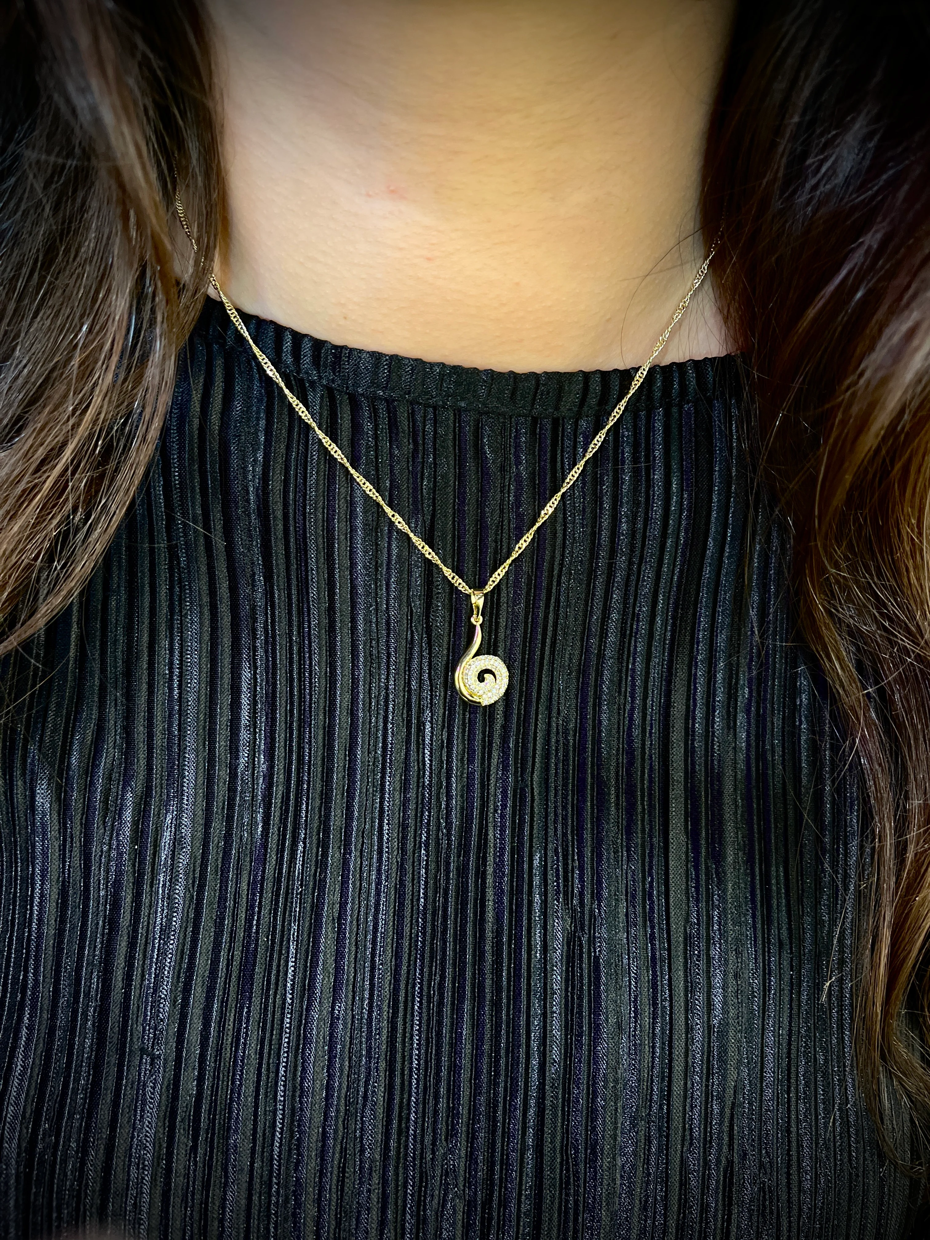 Salyangoz Taşlı Kolye 45 cm