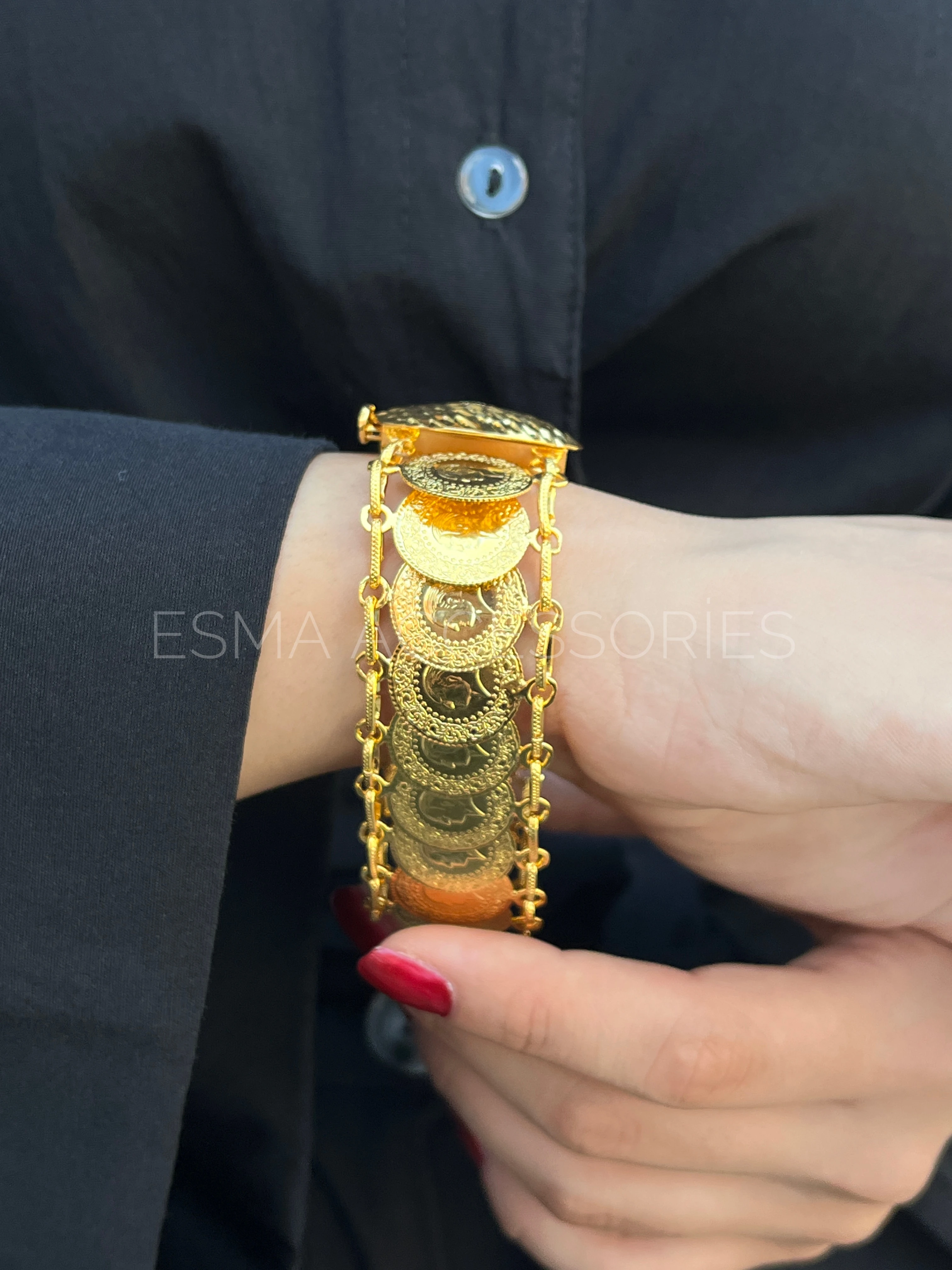 Çeyrek Sıralı Bileklik 22 Ayar Altın Kaplama