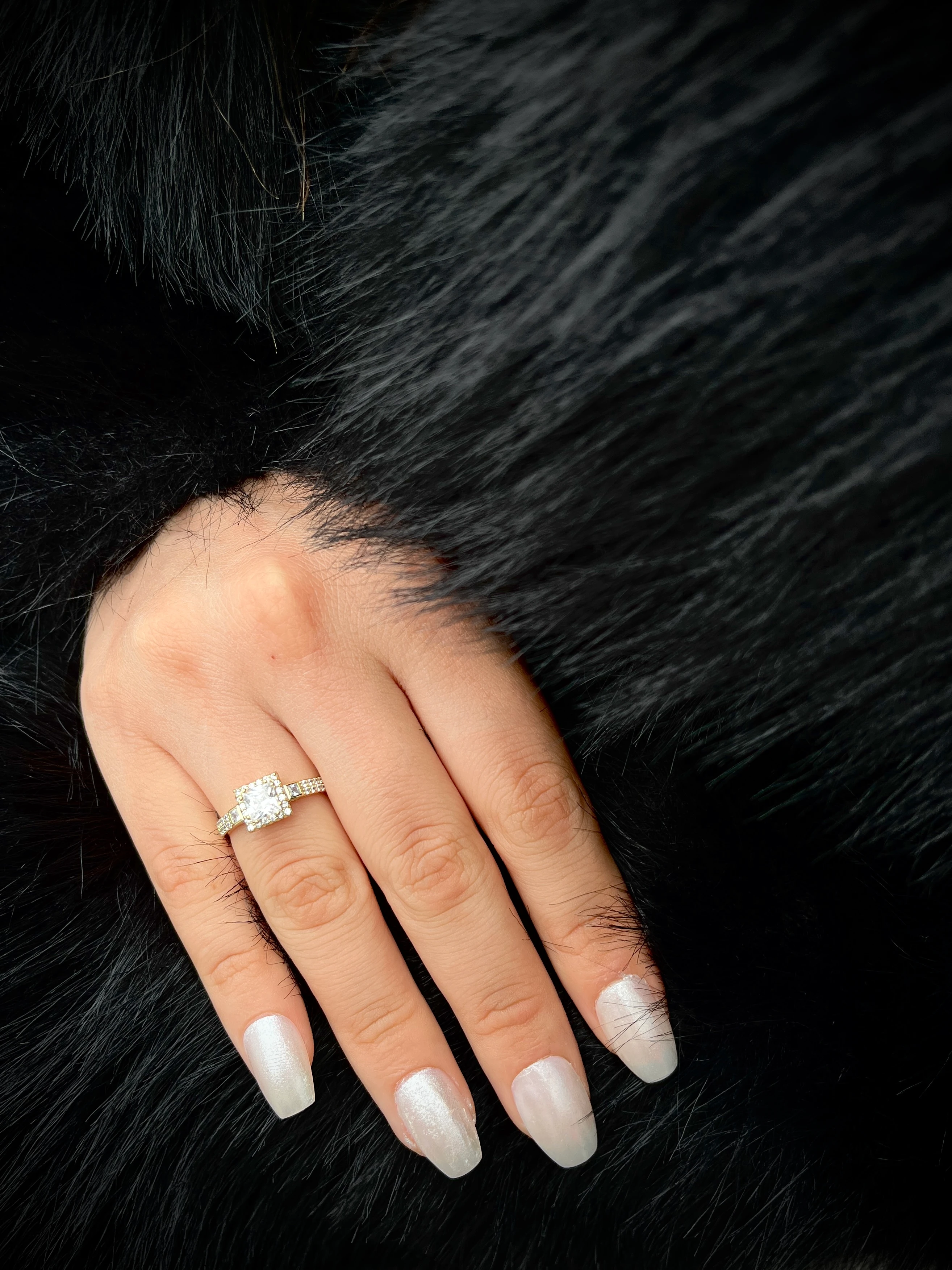 14K Taşlı Kare Yüzük Altın Kaplama