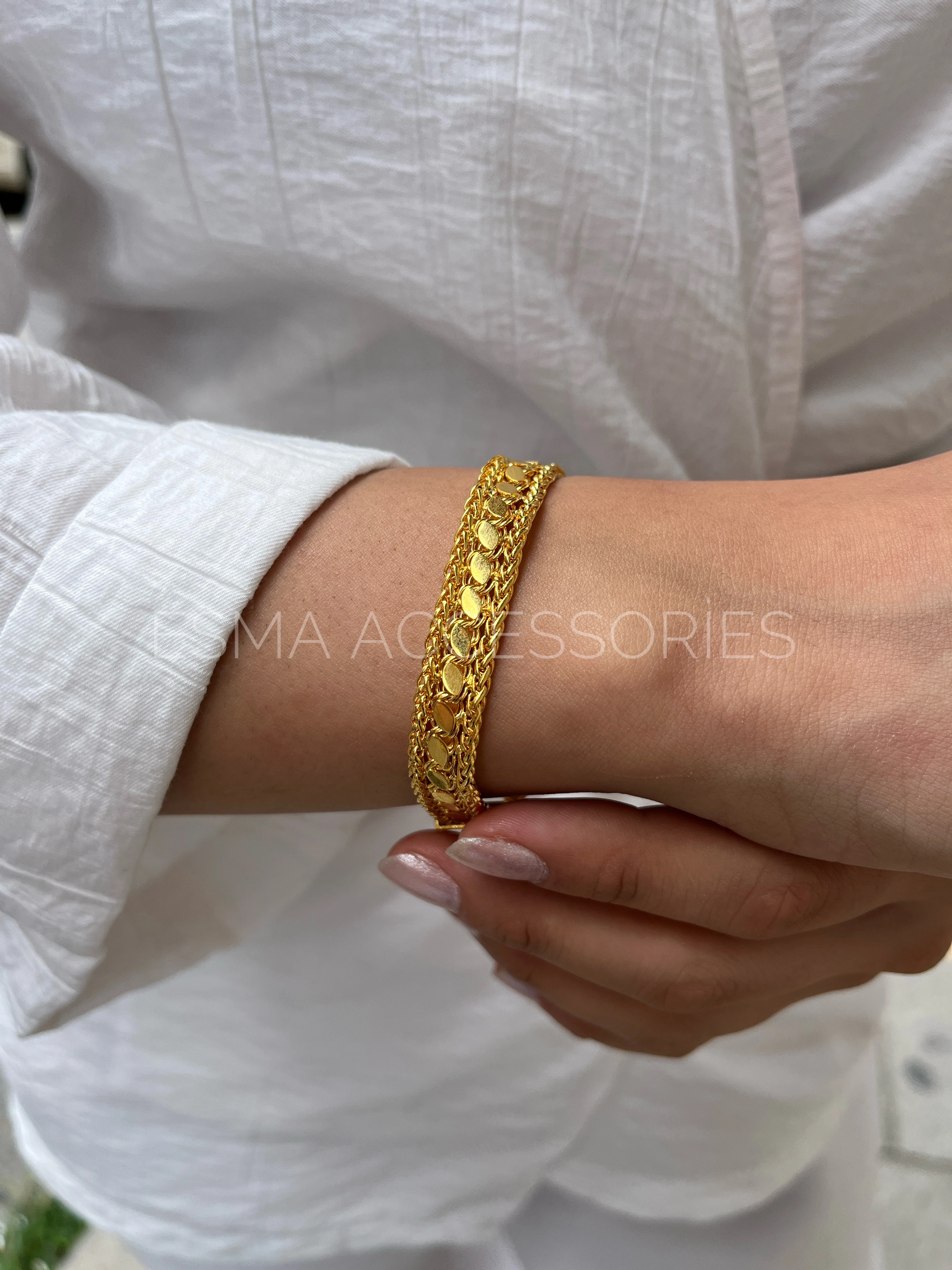 Kenarları Güverse Arpa Bileklik 22 Ayar Altın Kaplama