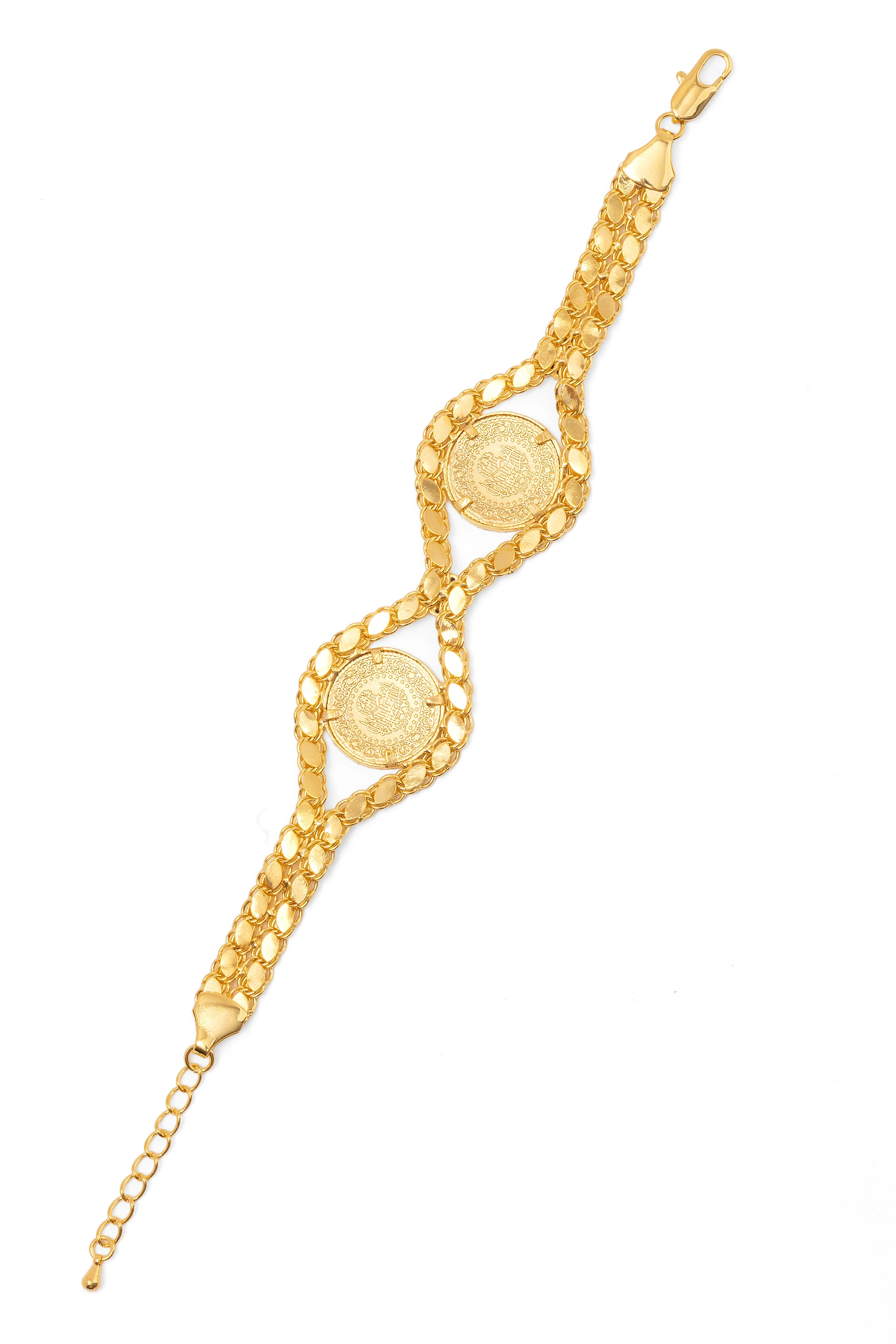 Çeyrekli İçi Dolu İkili Arpa Bileklik 22 Ayar Altın Kaplama