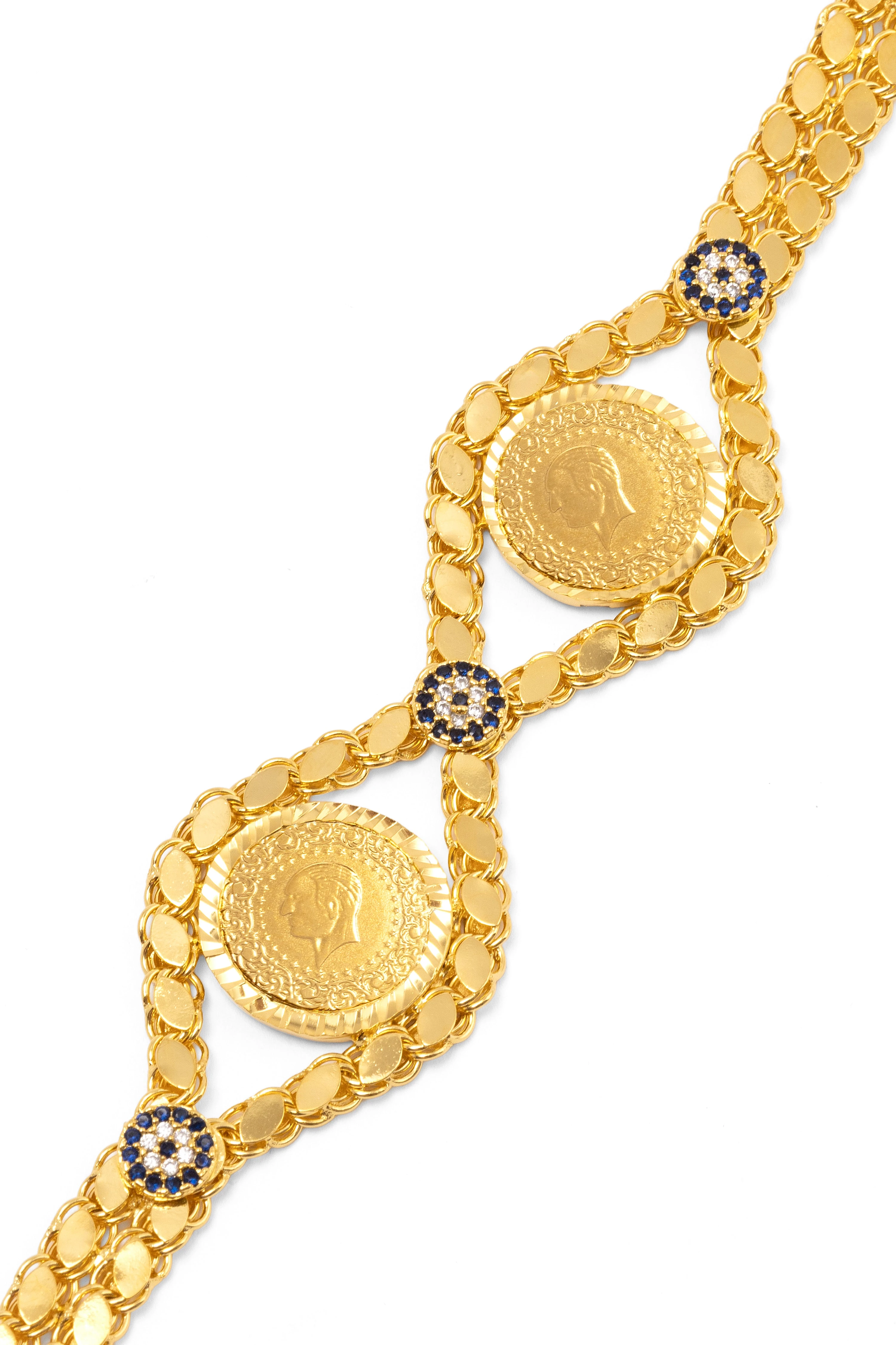 Çeyrekli İçi Dolu İkili Arpa Bileklik 22 Ayar Altın Kaplama