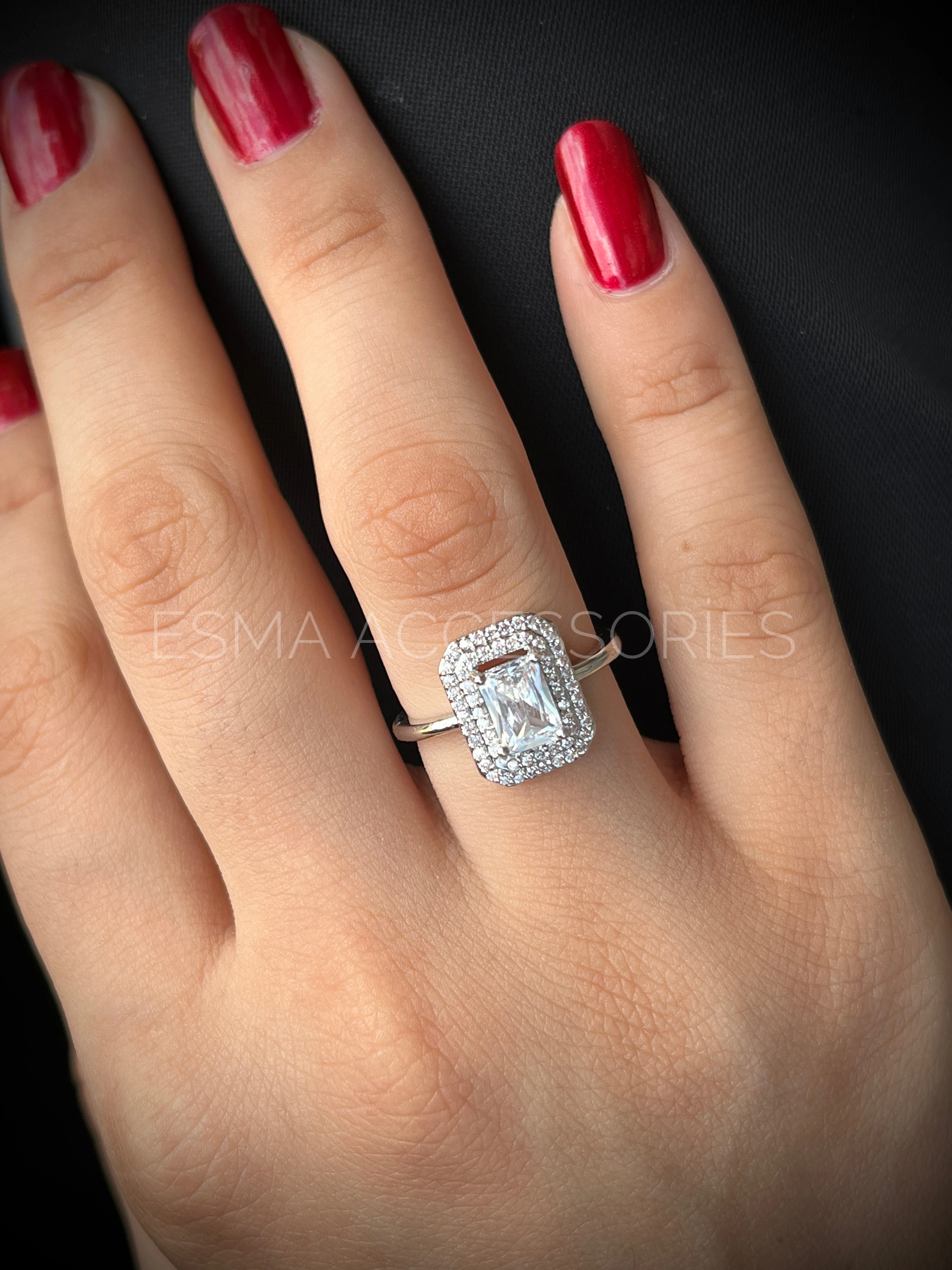 Zirkon Taş Baget Yüzük Model 3