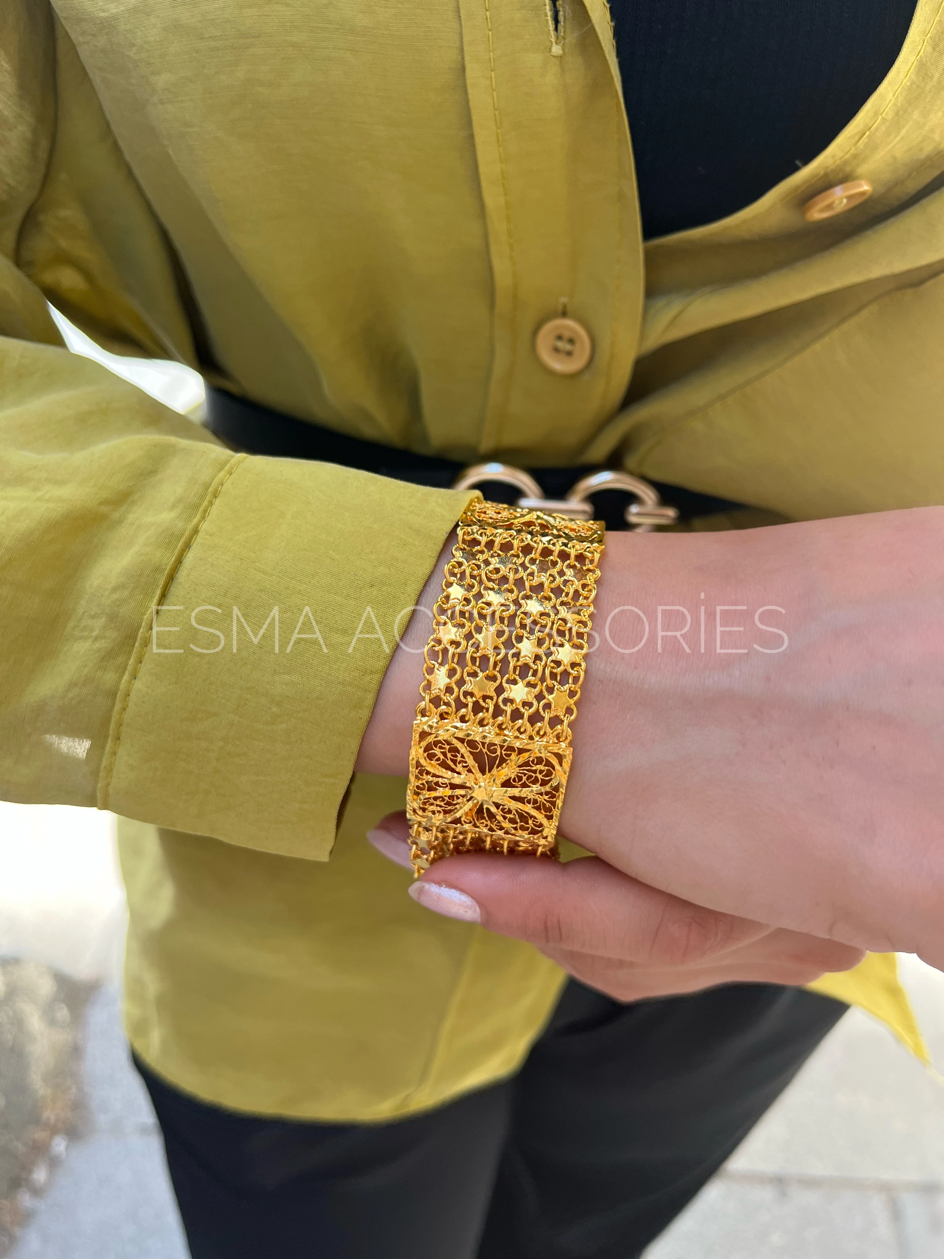 Akıtma Bileklik 22 Ayar Altın Kaplama (Model 2)