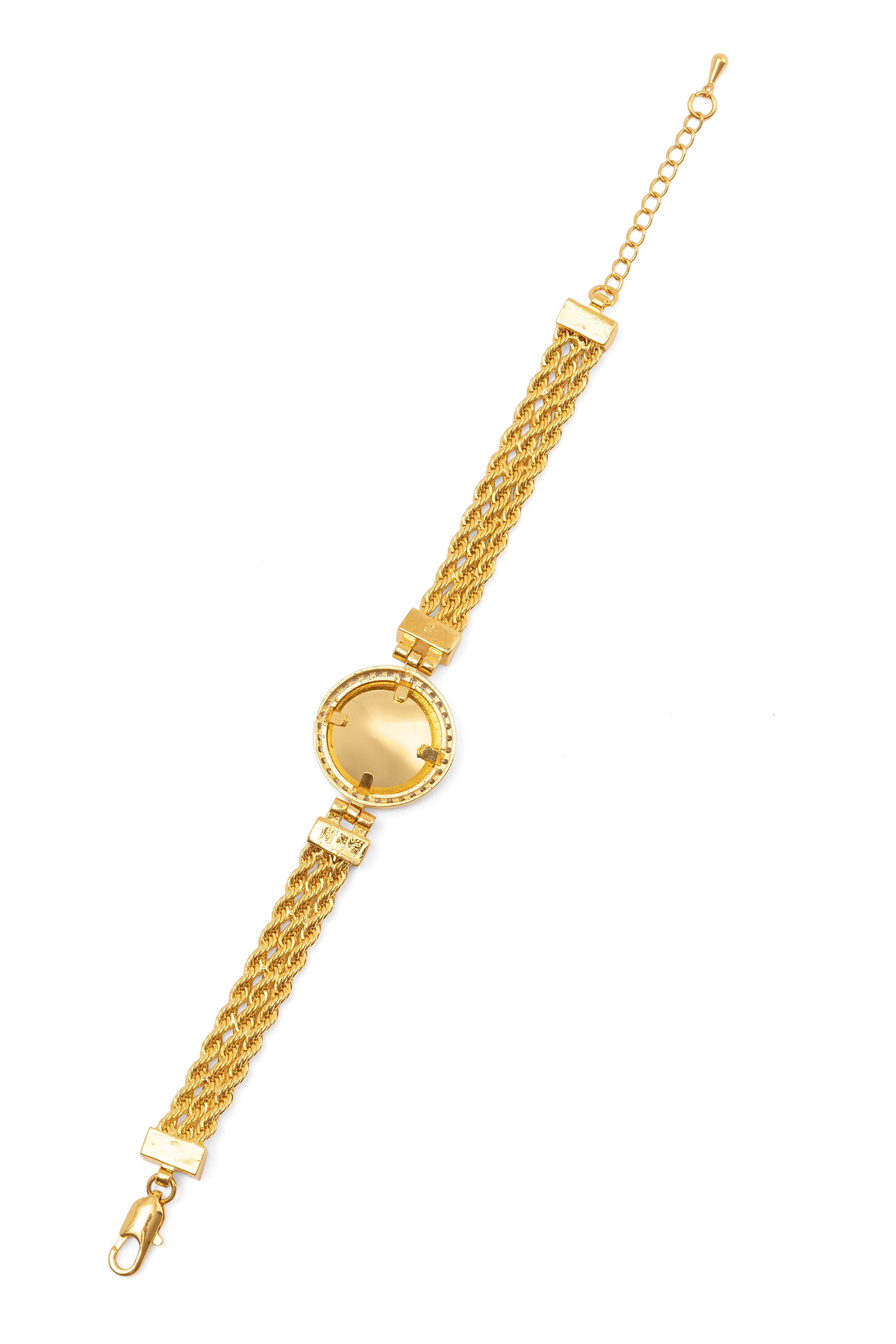 Tuğralı Üç Sıralı Burgu Bileklik 22 Ayar Altın Kaplama