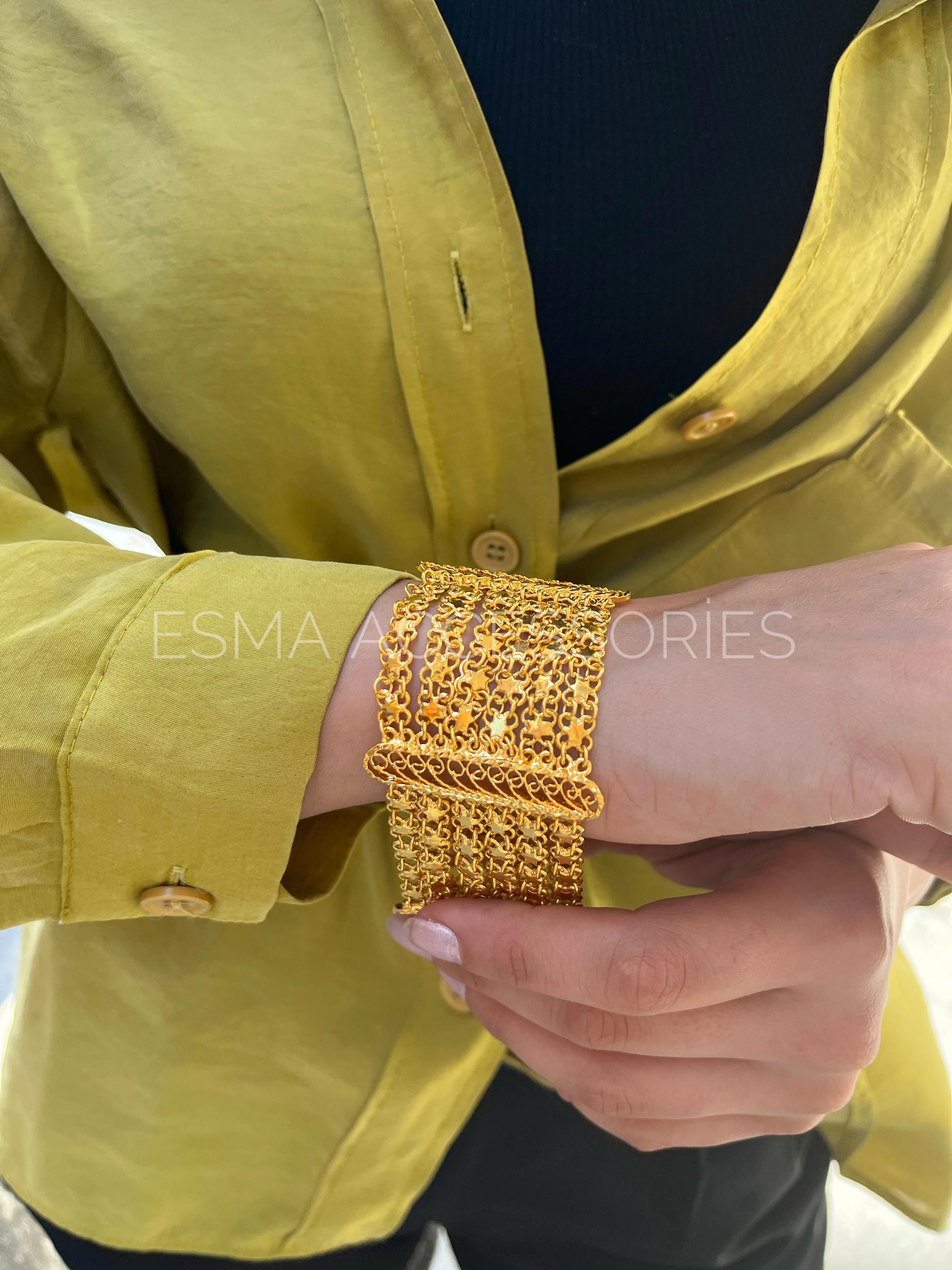 Akıtma Bileklik 22 Ayar Altın Kaplama (Model 1) 