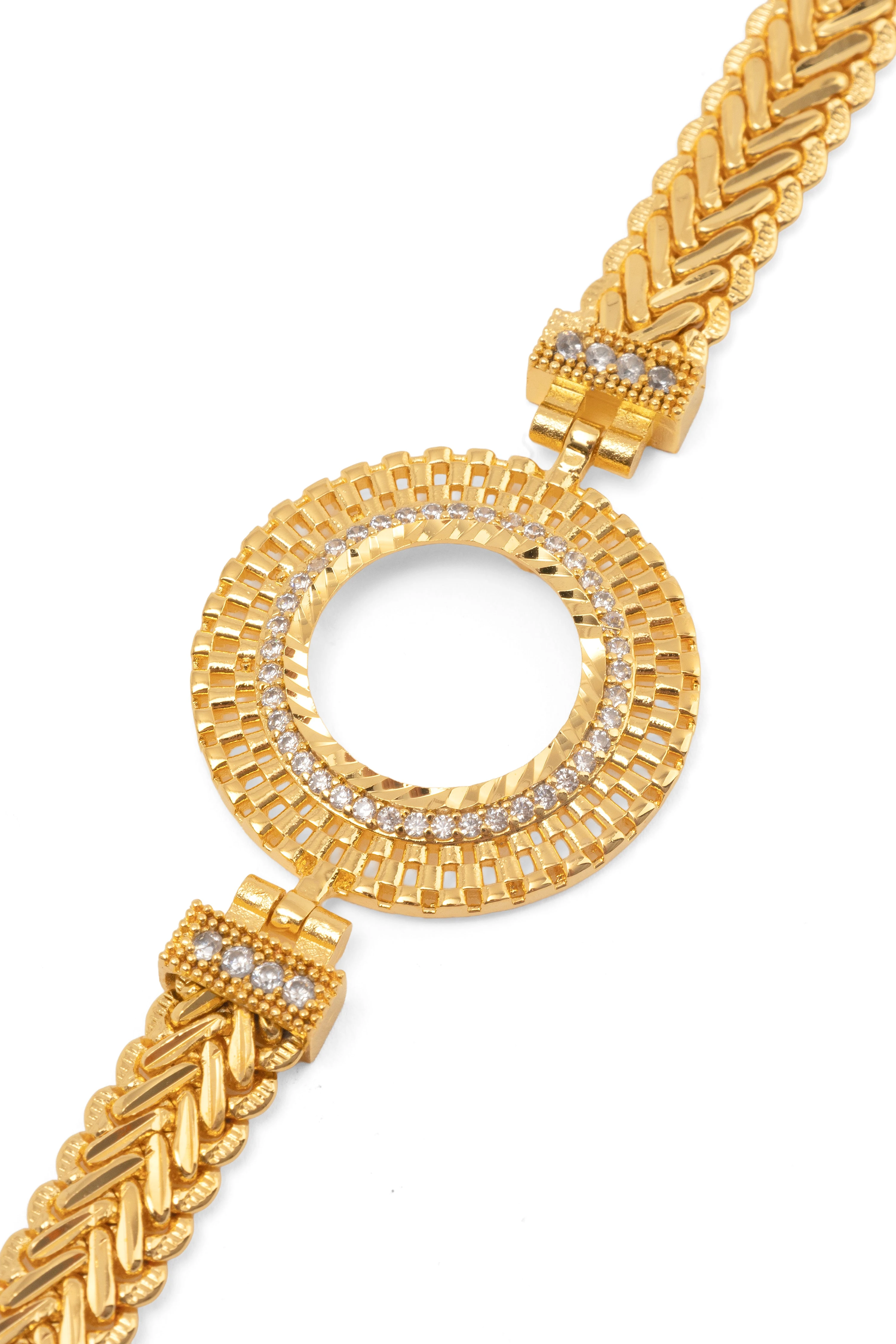 Güneş Çeyrekli İçi Boş Tekli Balıksırtı Bileklik 22 Ayar Altın Kaplama