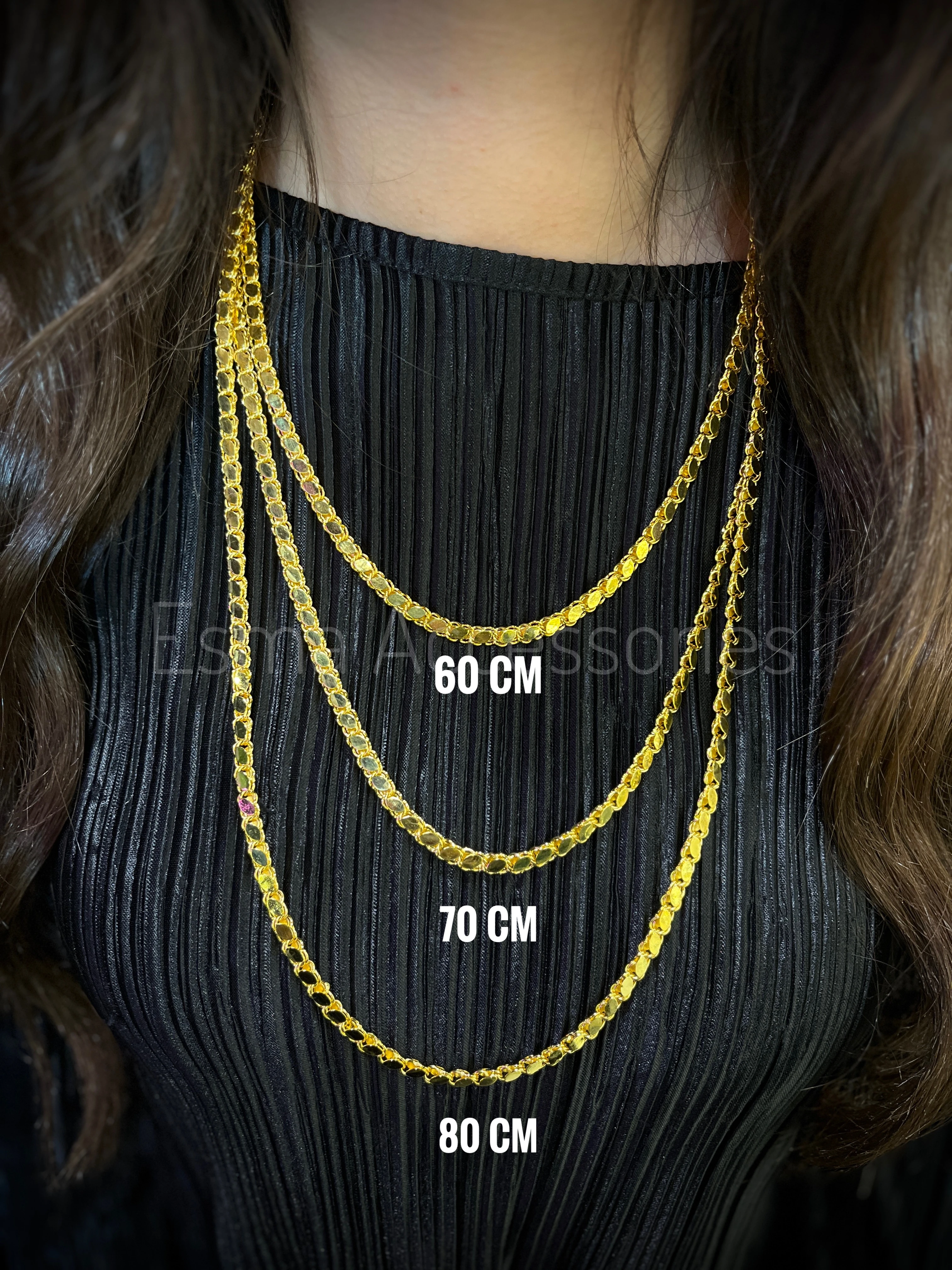 Arpa Pullu Kolye 70 cm Kalın Zincir 22 Ayar Altın Kaplama