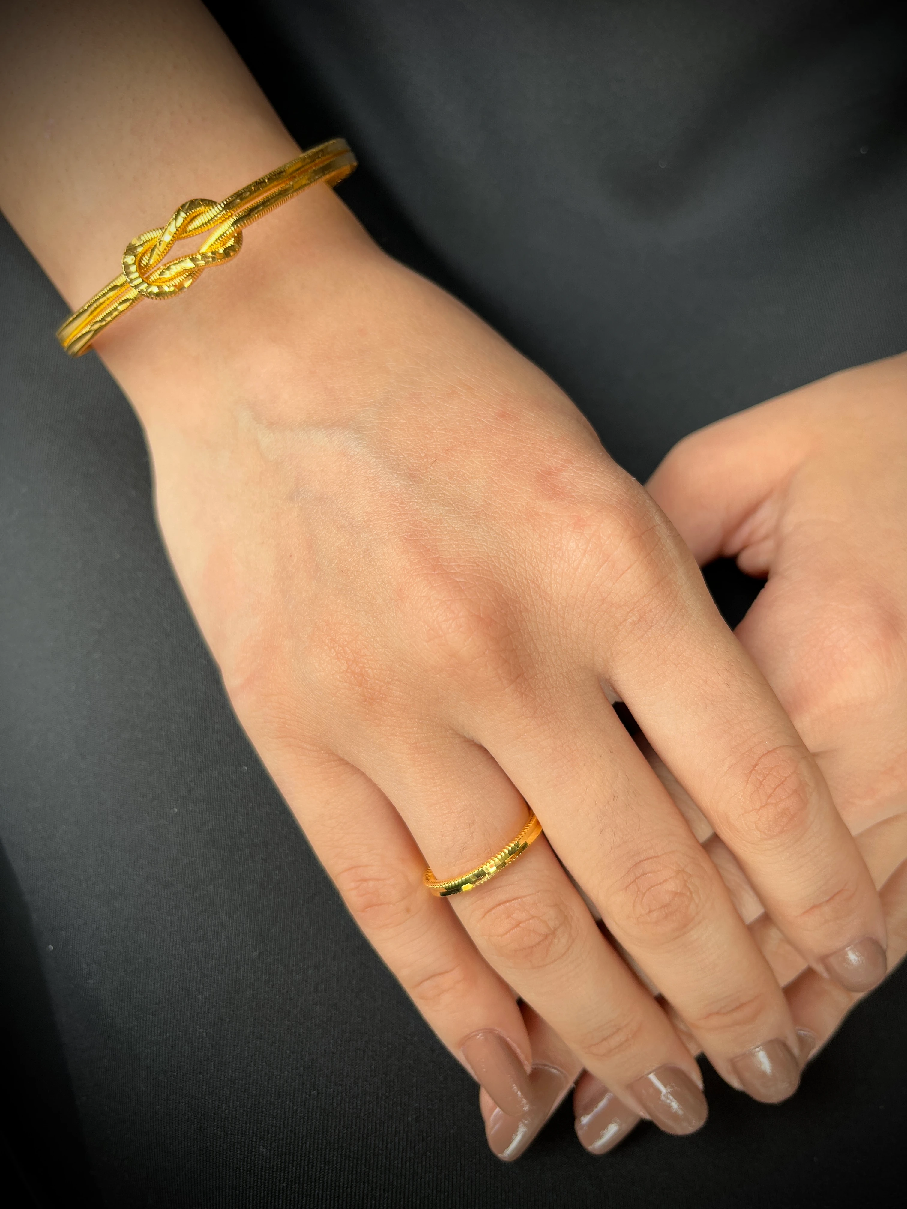 Oluklu Aşk Düğüm Bilezik Ve Ajda Yüzük Kombin