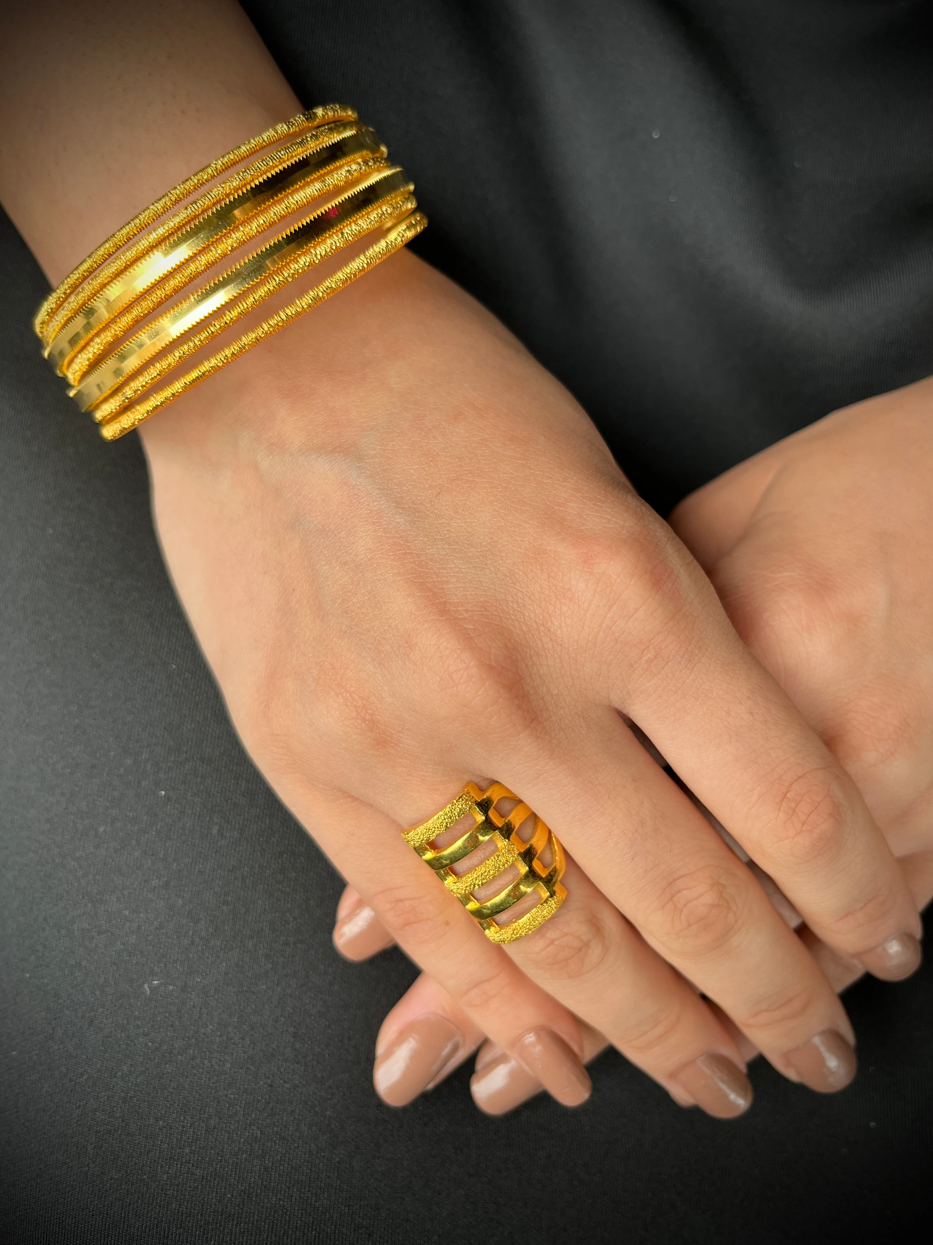 Oluklu Ajda Kalın 2 -Simli Ajda 5 ve Kaburga Yüzük Kombin