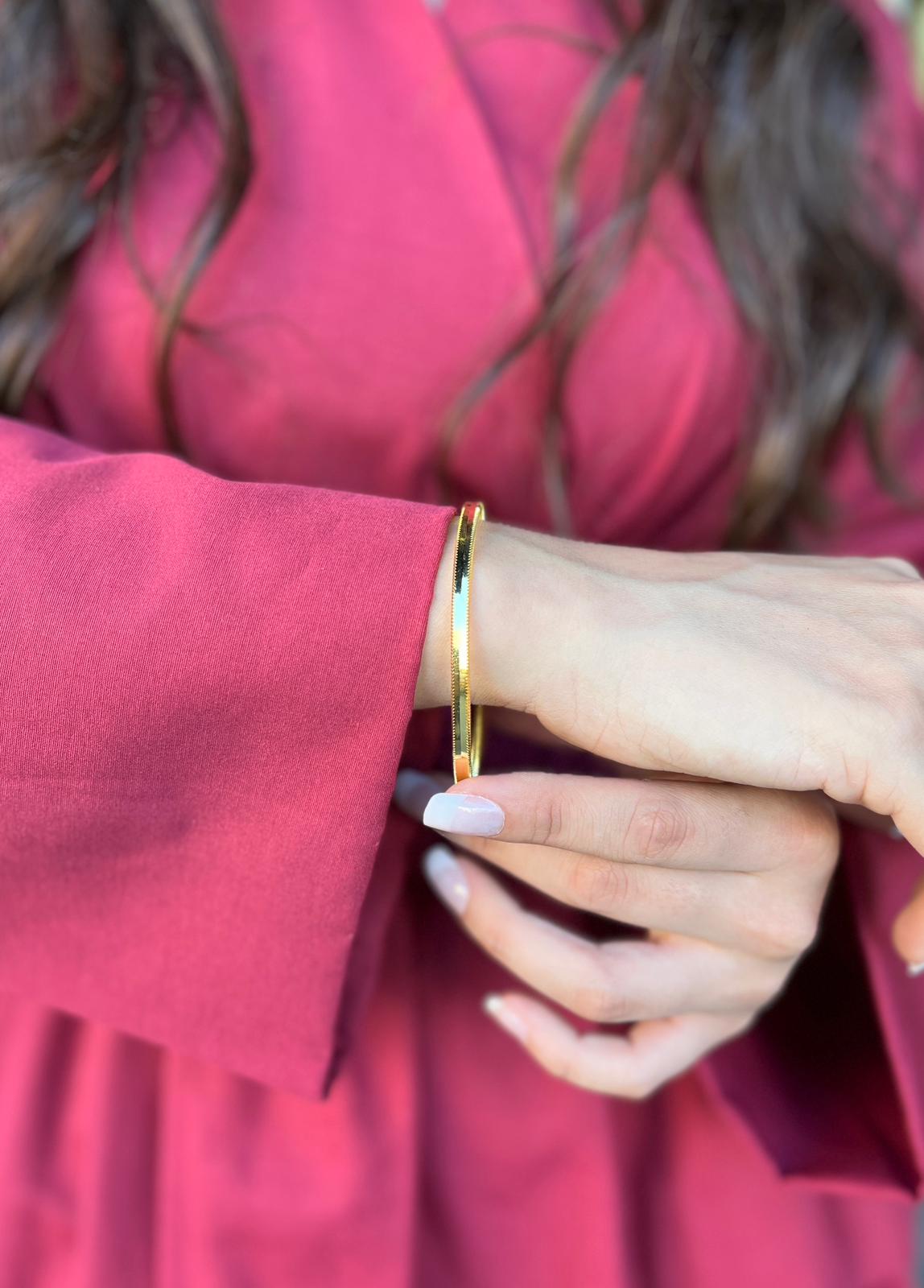 Oluklu Ajda Kalın Bilezik 22 Ayar Altın Kaplama (30 Gr Görünümünde)