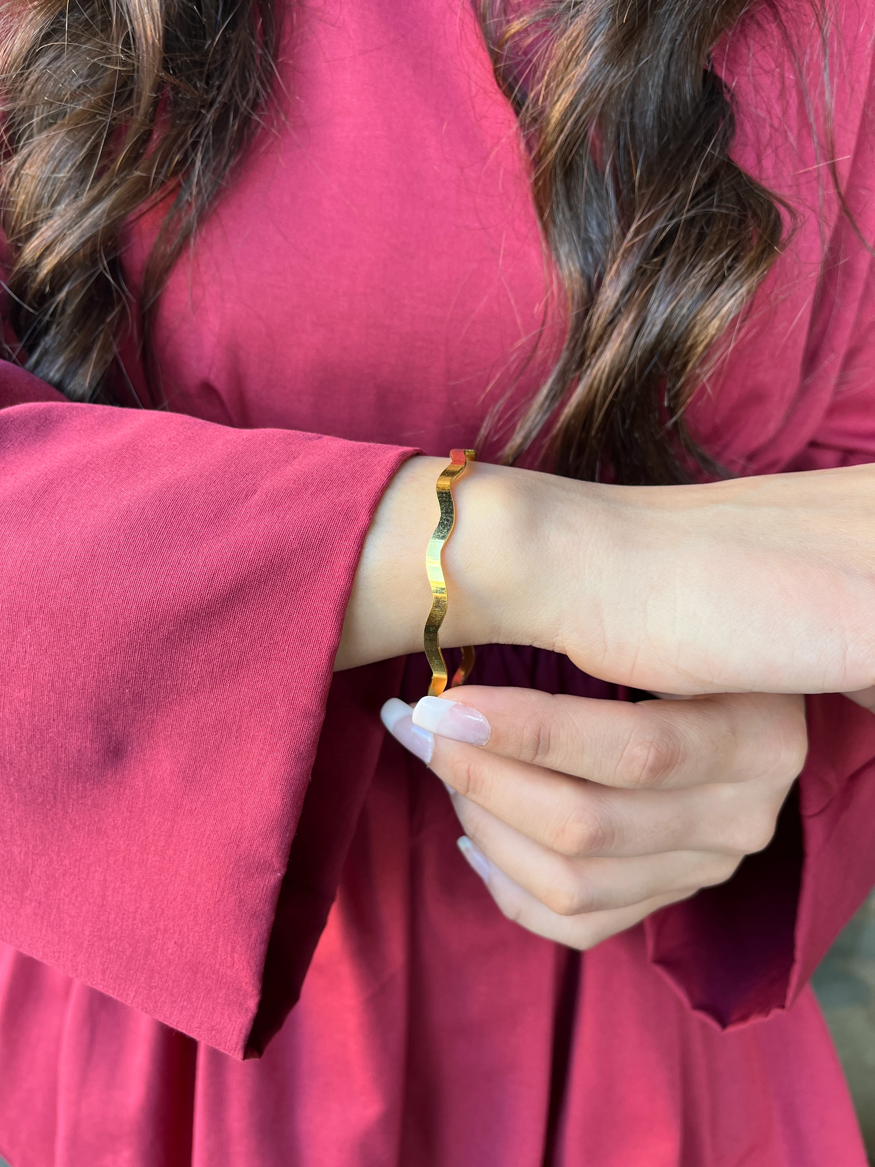 Sade Zikzak Ajda Kalın Bilezik 22 Ayar Altın Kaplama