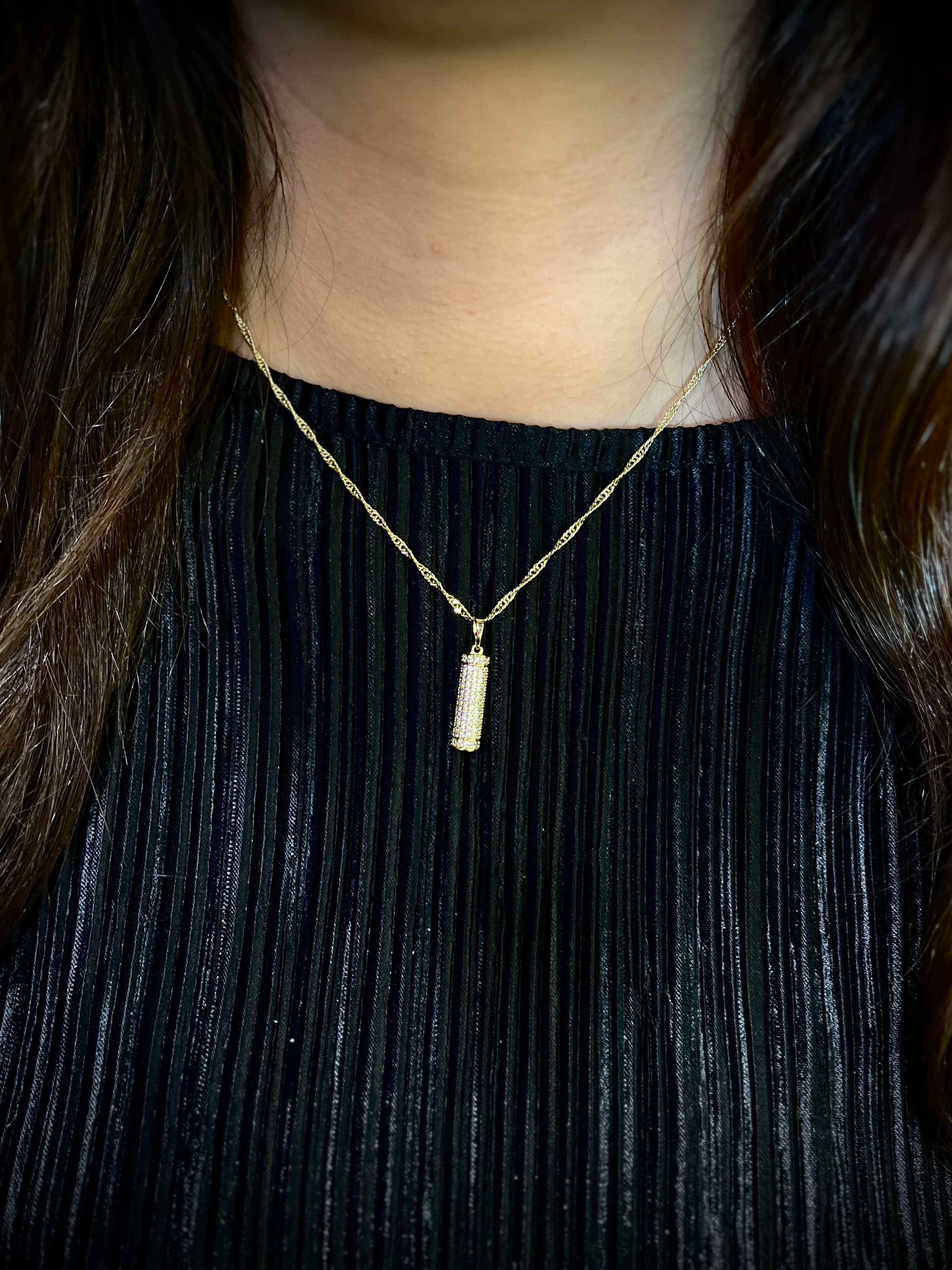 Taşlı Silindir Kolye 45 cm