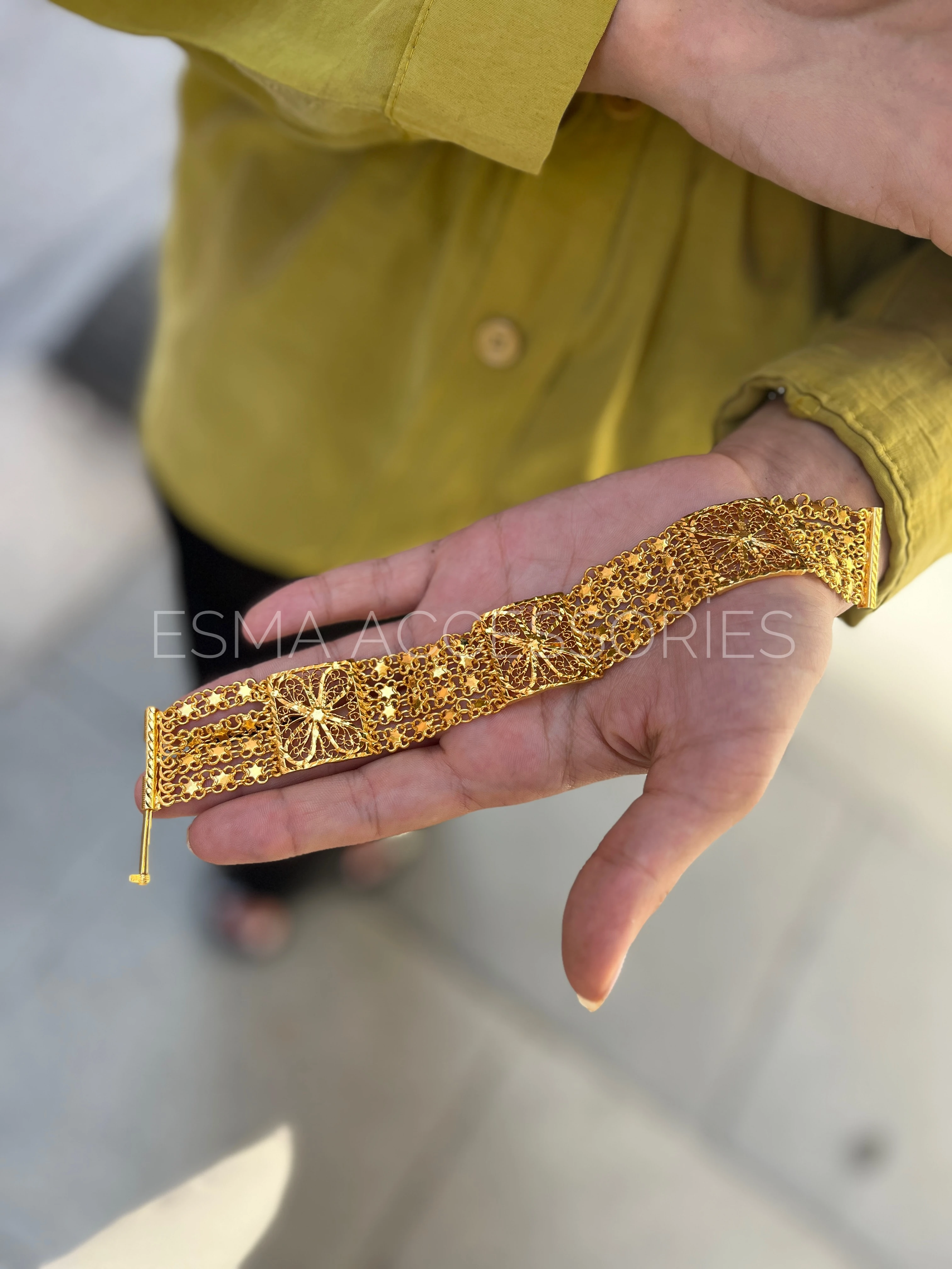 Akıtma Bileklik 22 Ayar Altın Kaplama (Model 2)