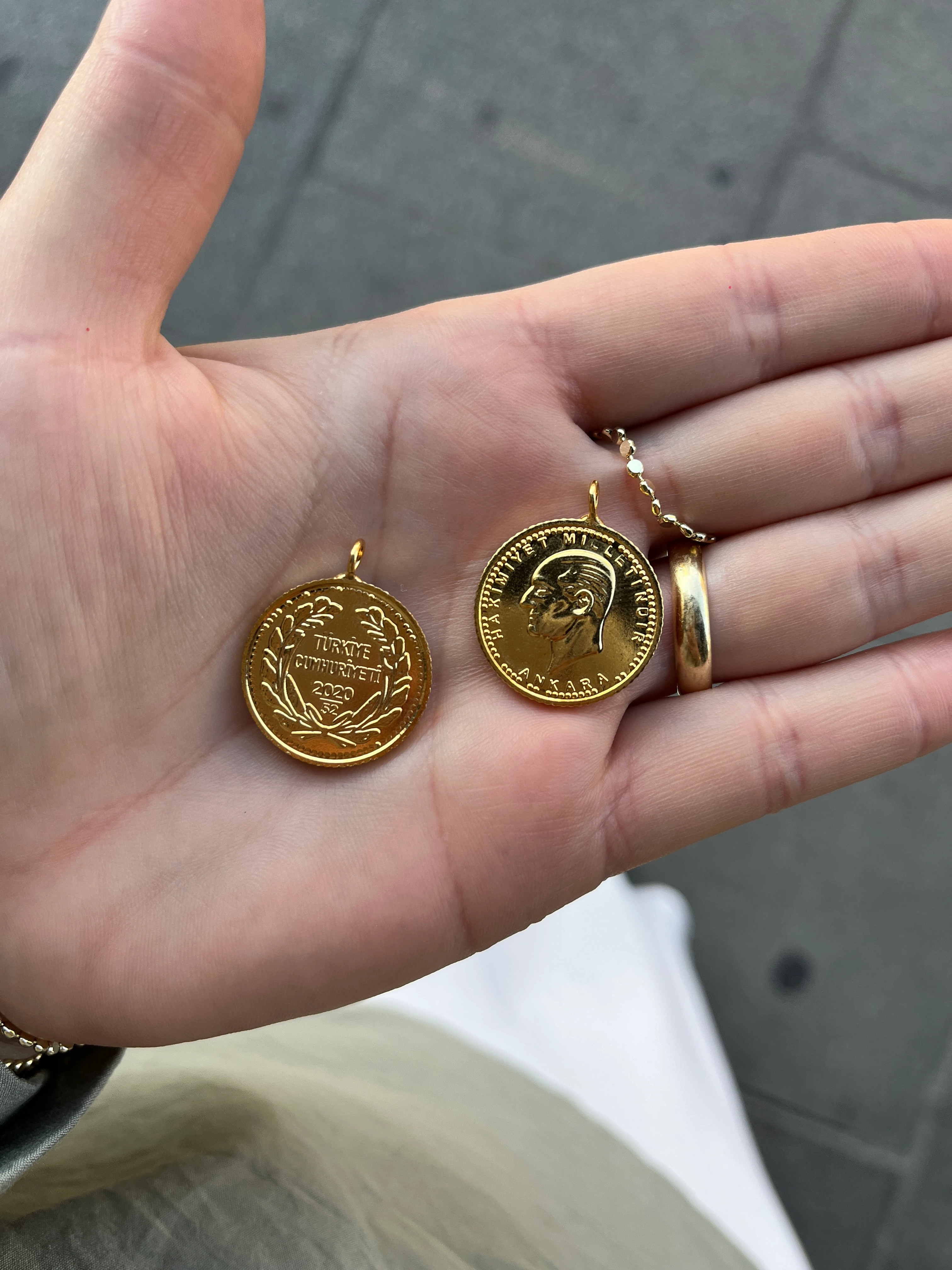  Ata Lira Kolye Ucu 22 Ayar Altın Kaplama