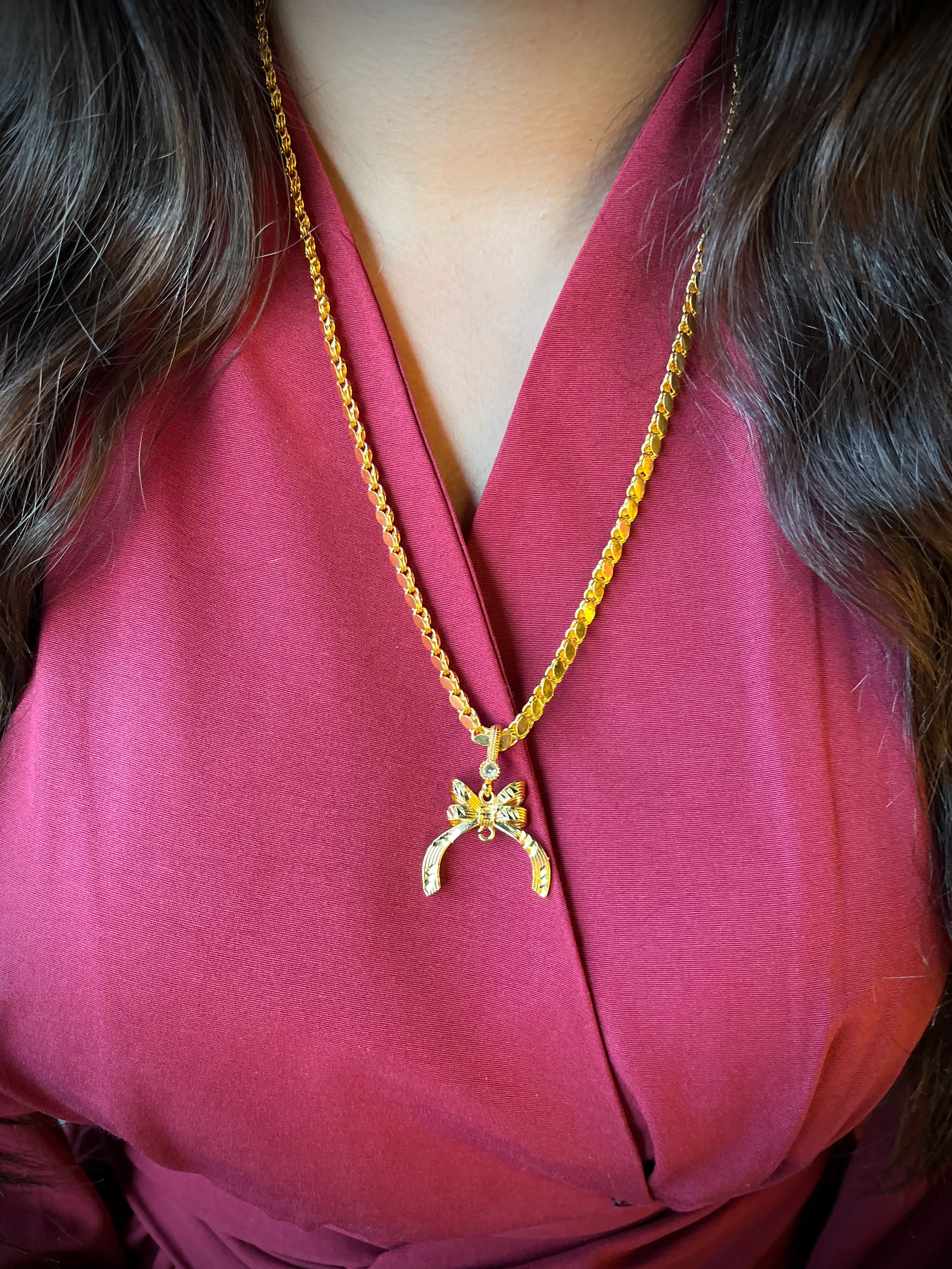 Arpa Zincir ve Fiyonk Kolye Ucu Çeyreksiz