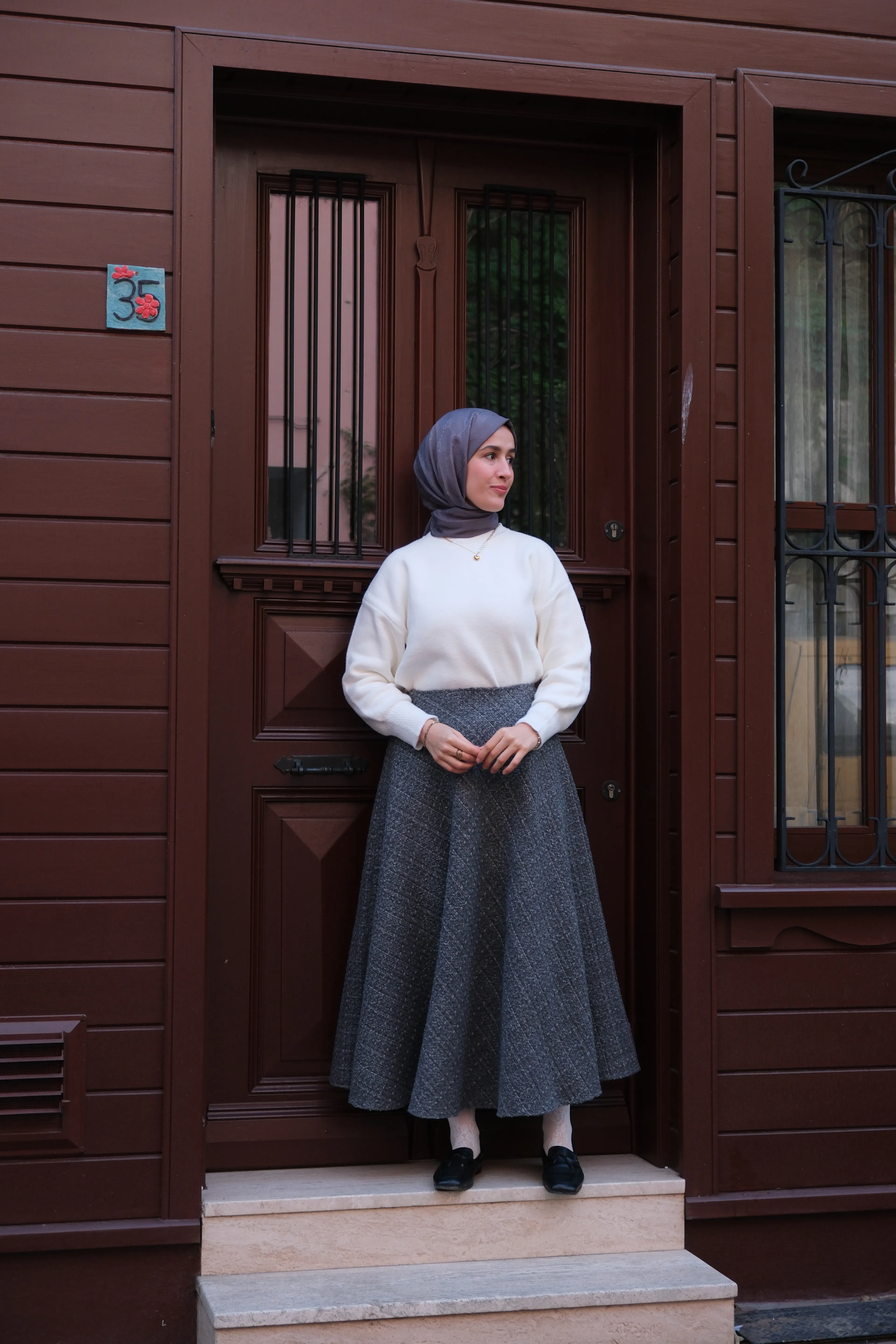 Tüvit Etek - Kurşuni gri