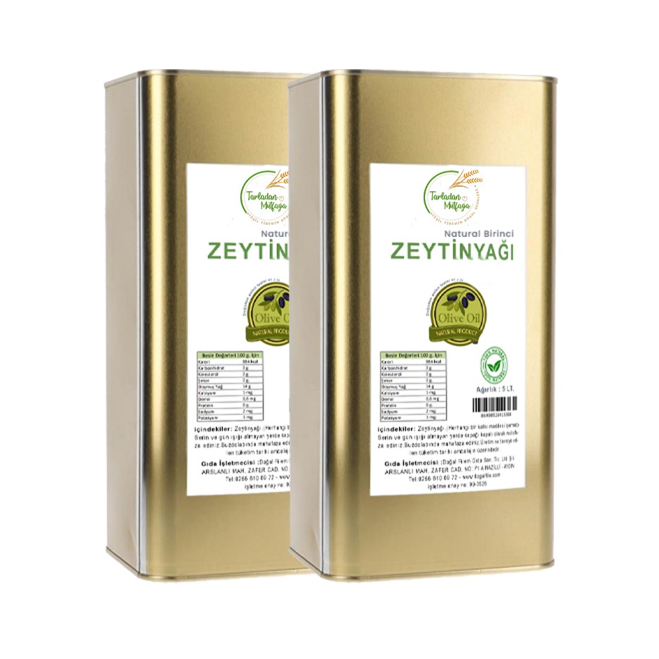 2 ADET NATURAL BİRİNCİ ZEYTİNYAĞI 5 LT. (TENEKE)