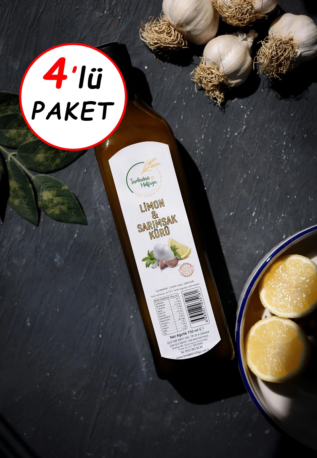 LİMON SARIMSAK KÜRÜ 4 adet 750 ml.