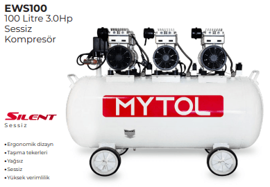 MYTOL KOMPRESÖR SESSİZ 100 LİTRE 3.0HP EWS100