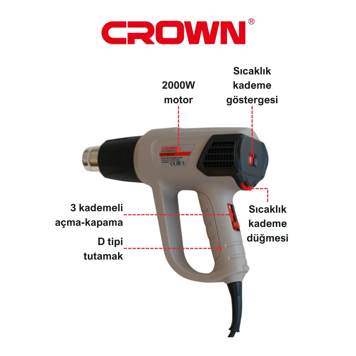 CROWN  SICAK HAVA TABANCASI 2000W CT19007