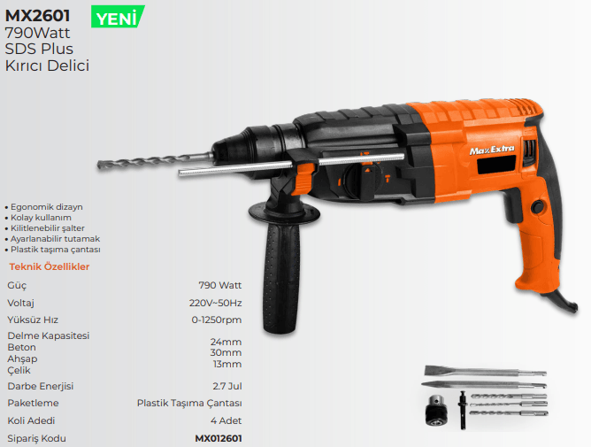 MAX EXTRA SDS PLUS KIRICI-DELİCİ MX2601