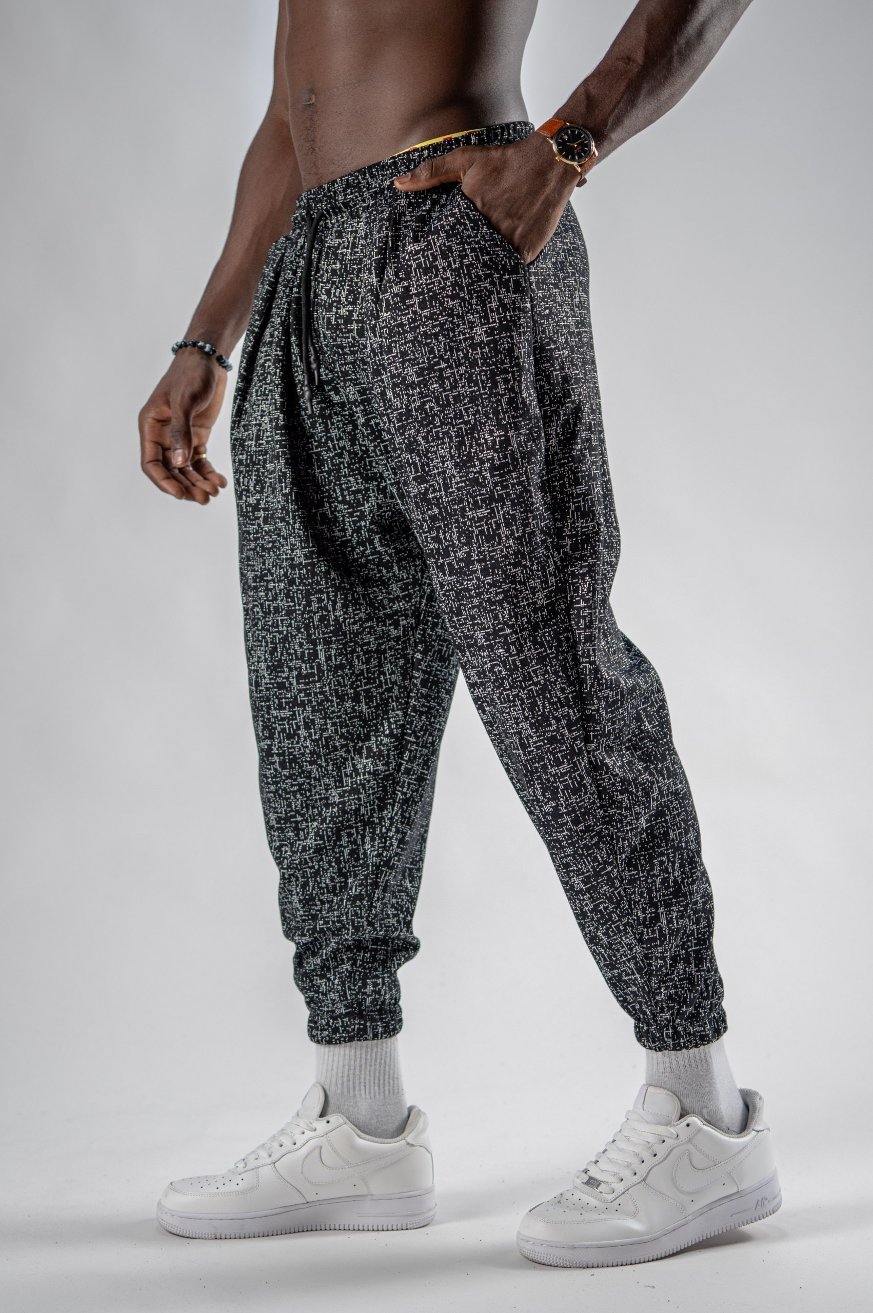 Erkek Snow Pattern Jogger Şalvar Pantolon