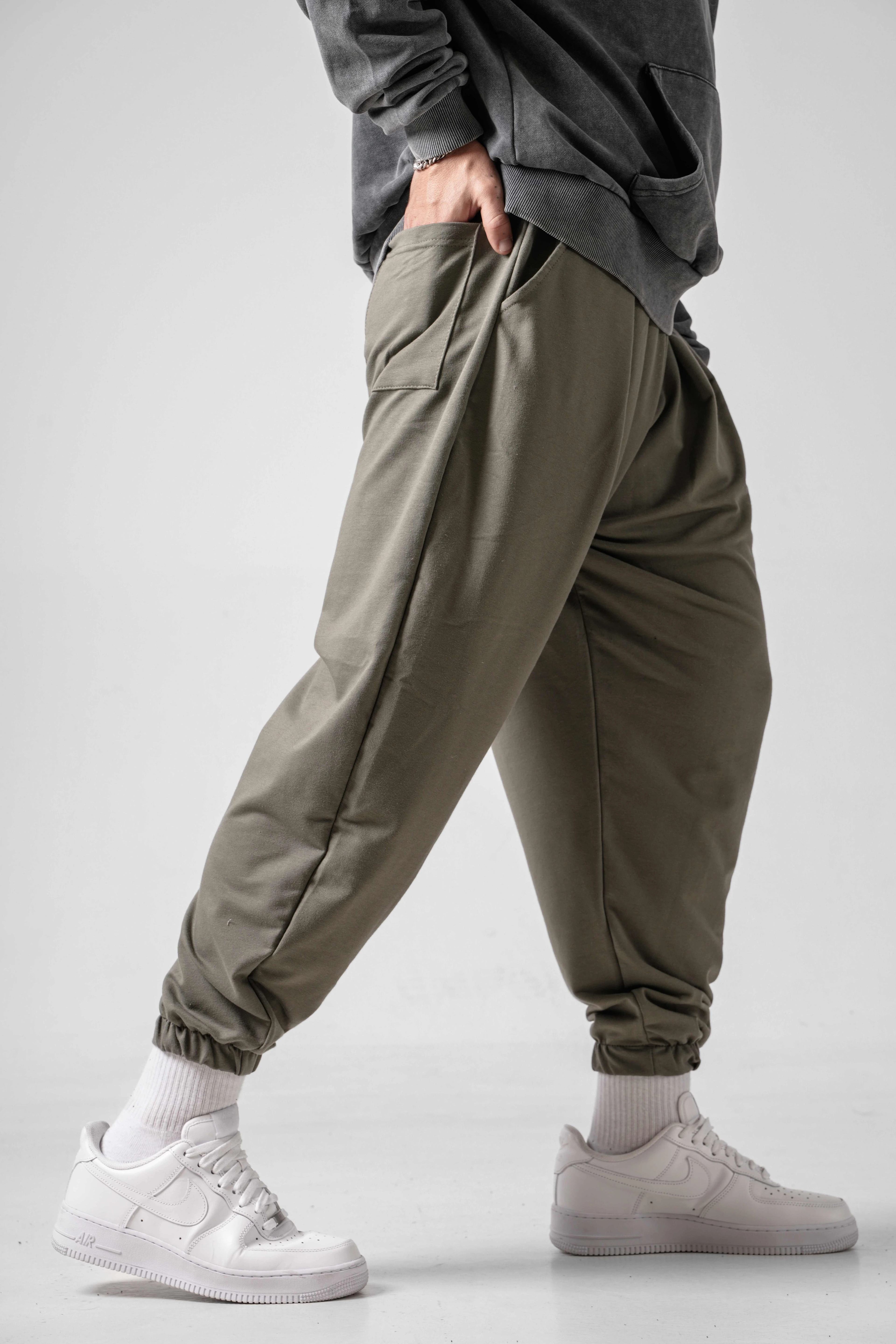 Erkek Haki Pileli Yarım Şalvar 