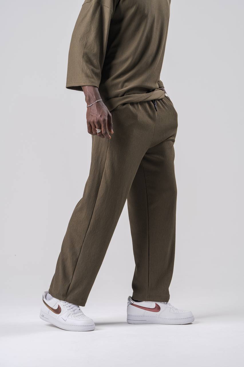 Erkek Haki Fitilli Baggy Pantolon 