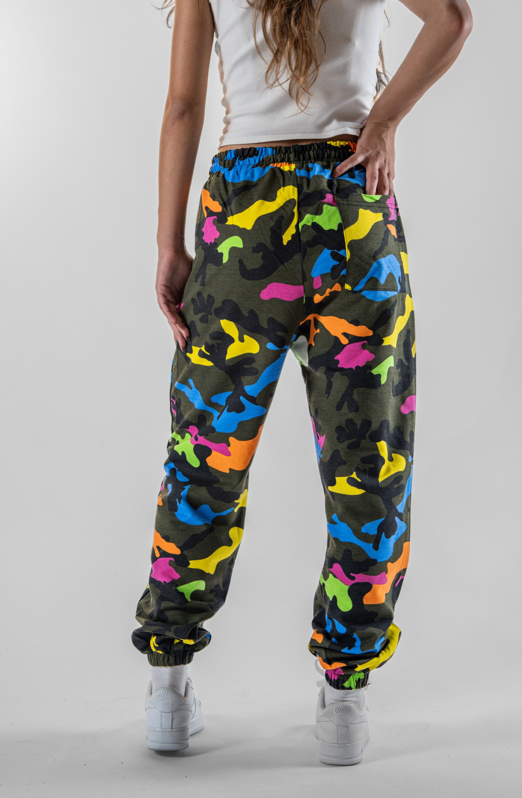 Kadın Colorful Camouflage Pileli Eşofman Altı 