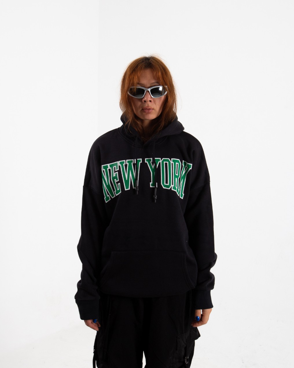 Kadın Siyah New York Oversize Sweatshirt