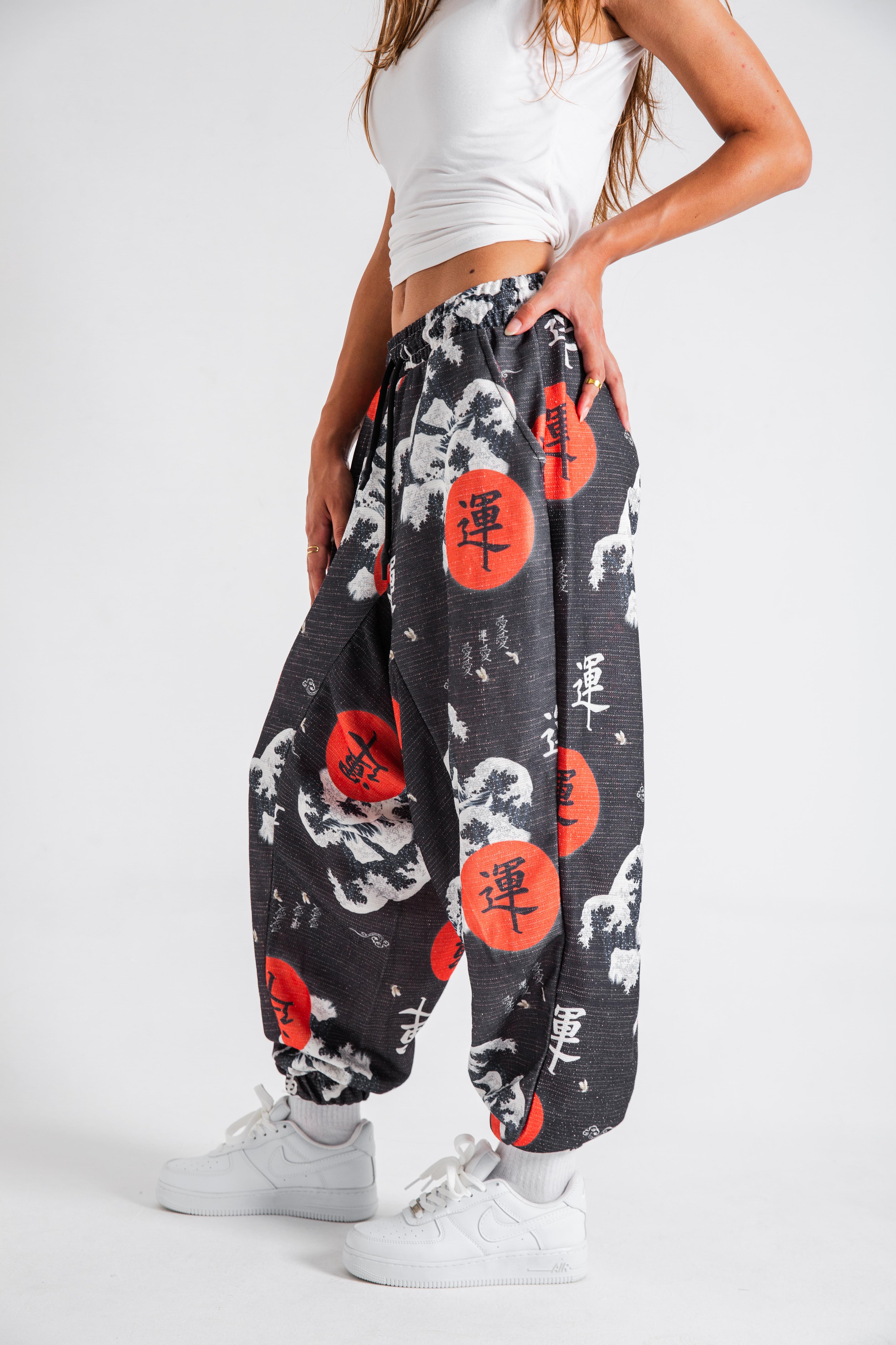 Kadın Black Japon Bel Paça Lastikli Şalvar Pantolon