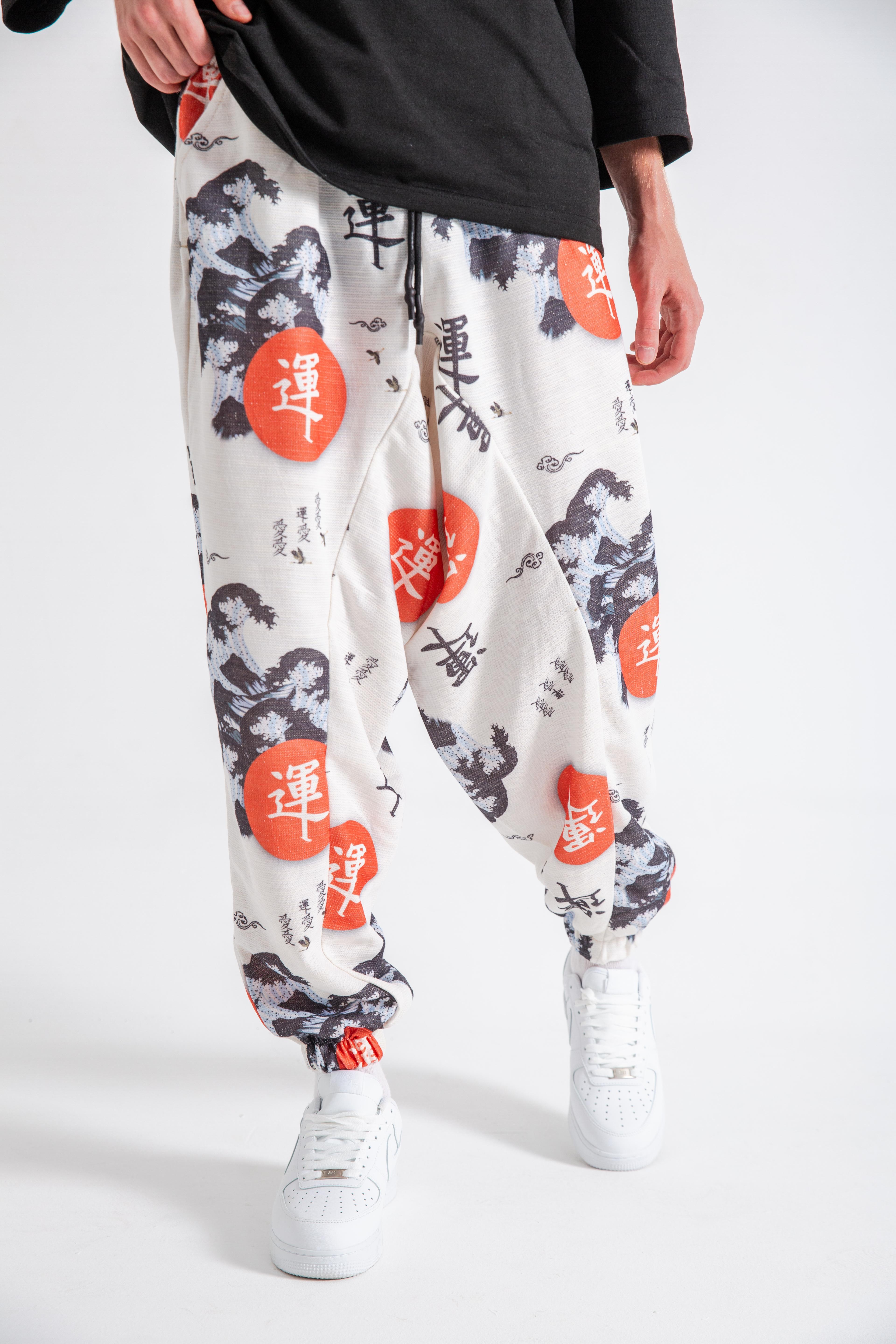 Erkek Japon Bel Paça Lastikli Şalvar Pantolon