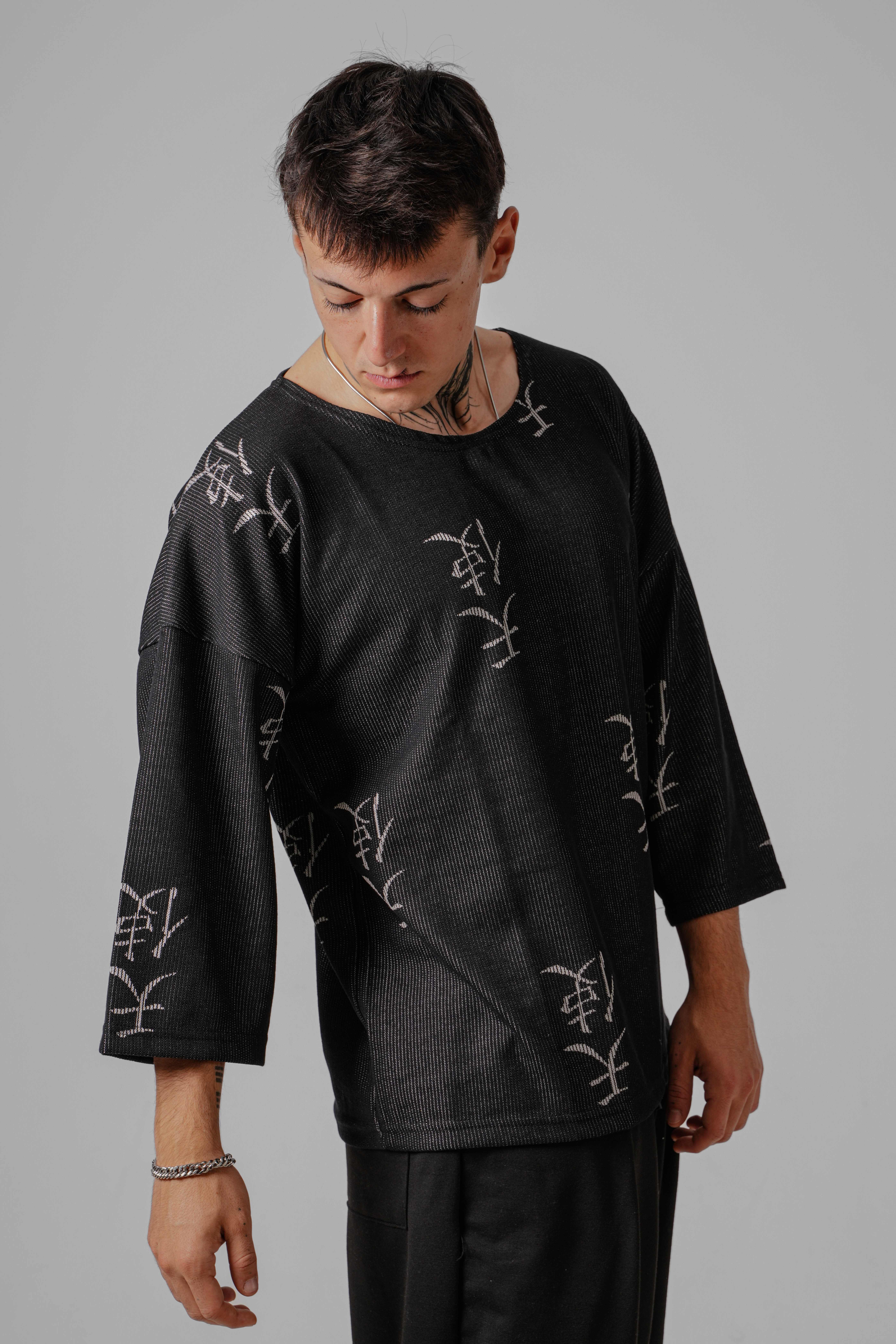 Erkek Siyah Japon Fakir Kol Sweat