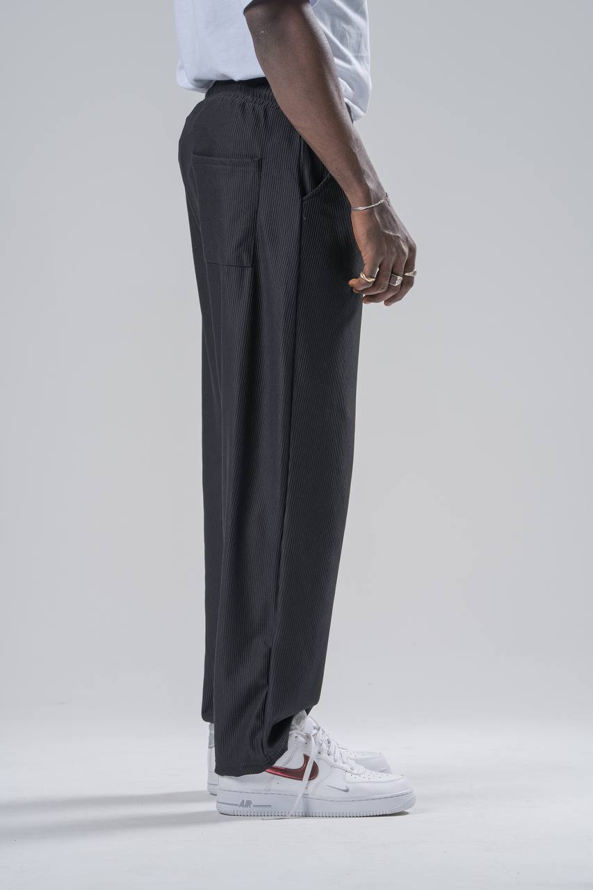 Erkek Siyah Fitilli Baggy Pantolon