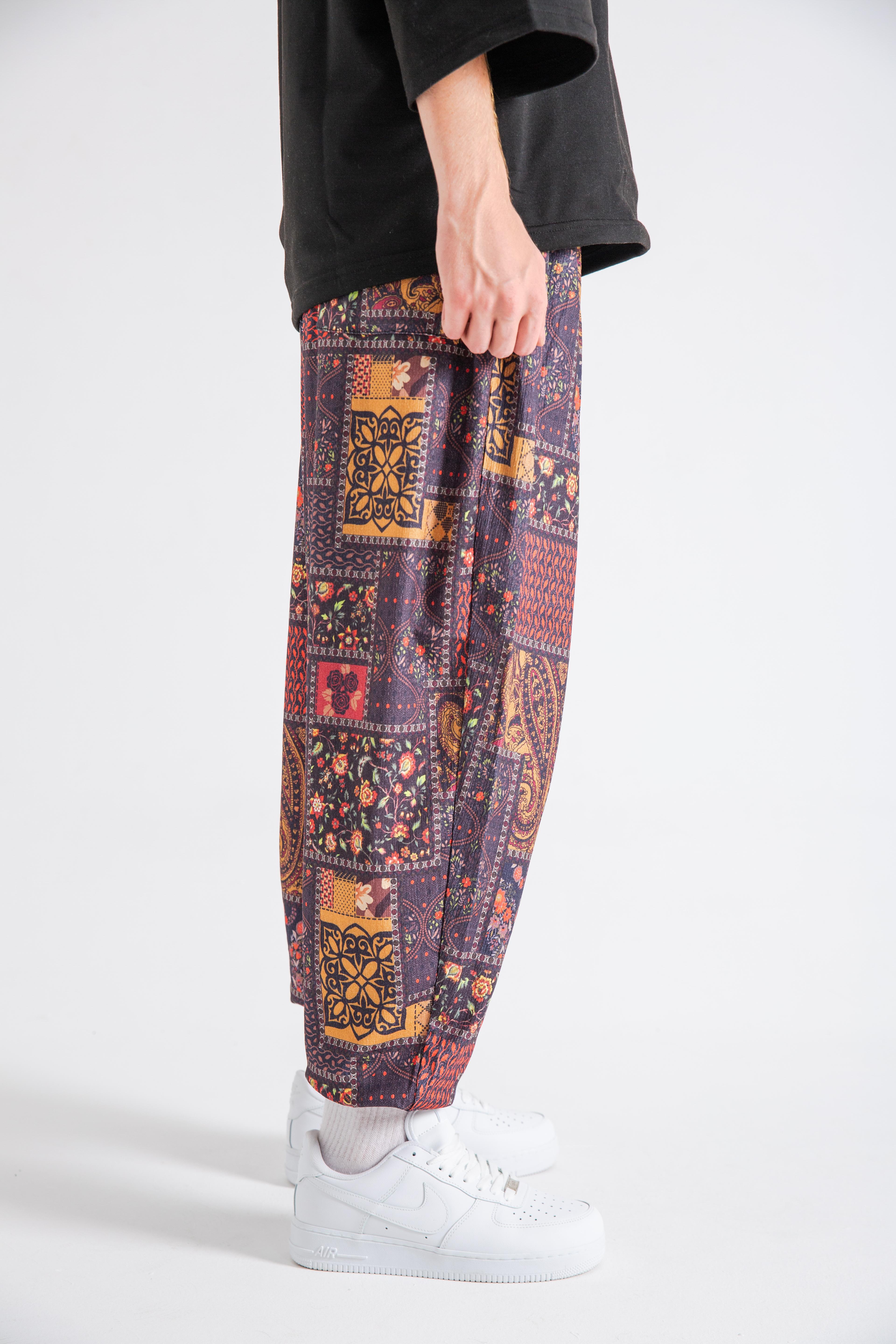 Erkek Ethnic Patterned Pileli Eşofman Altı