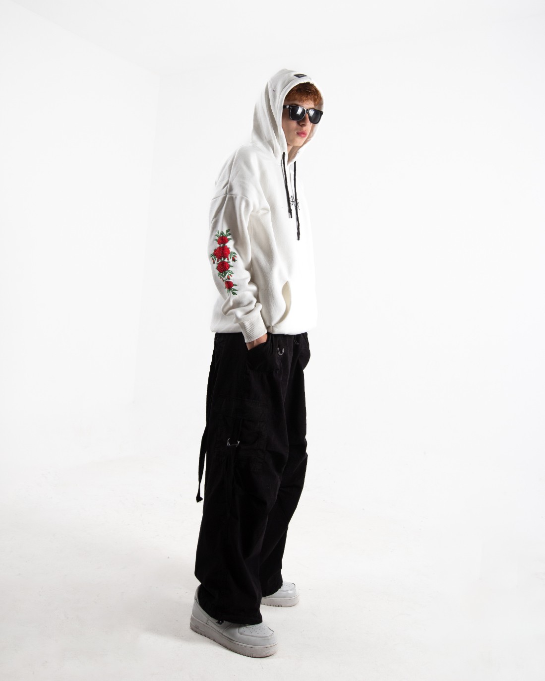 Erkek Ekru Chinese Rose Oversize Sweatshirt