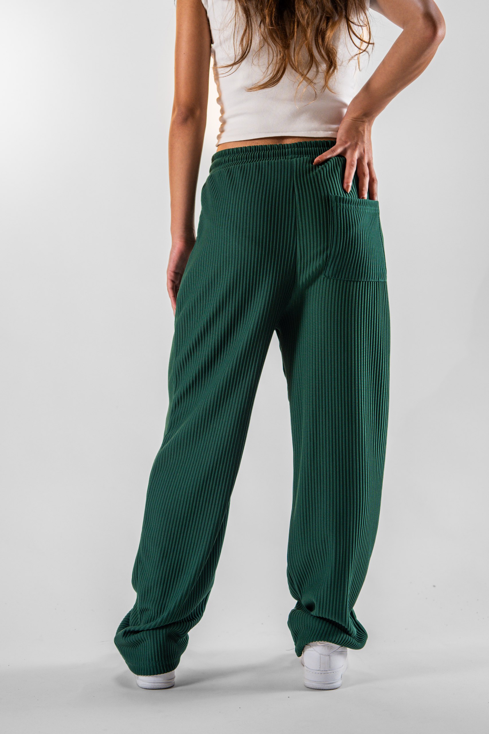 Kadın Yeşil Fitilli Baggy Pantolon