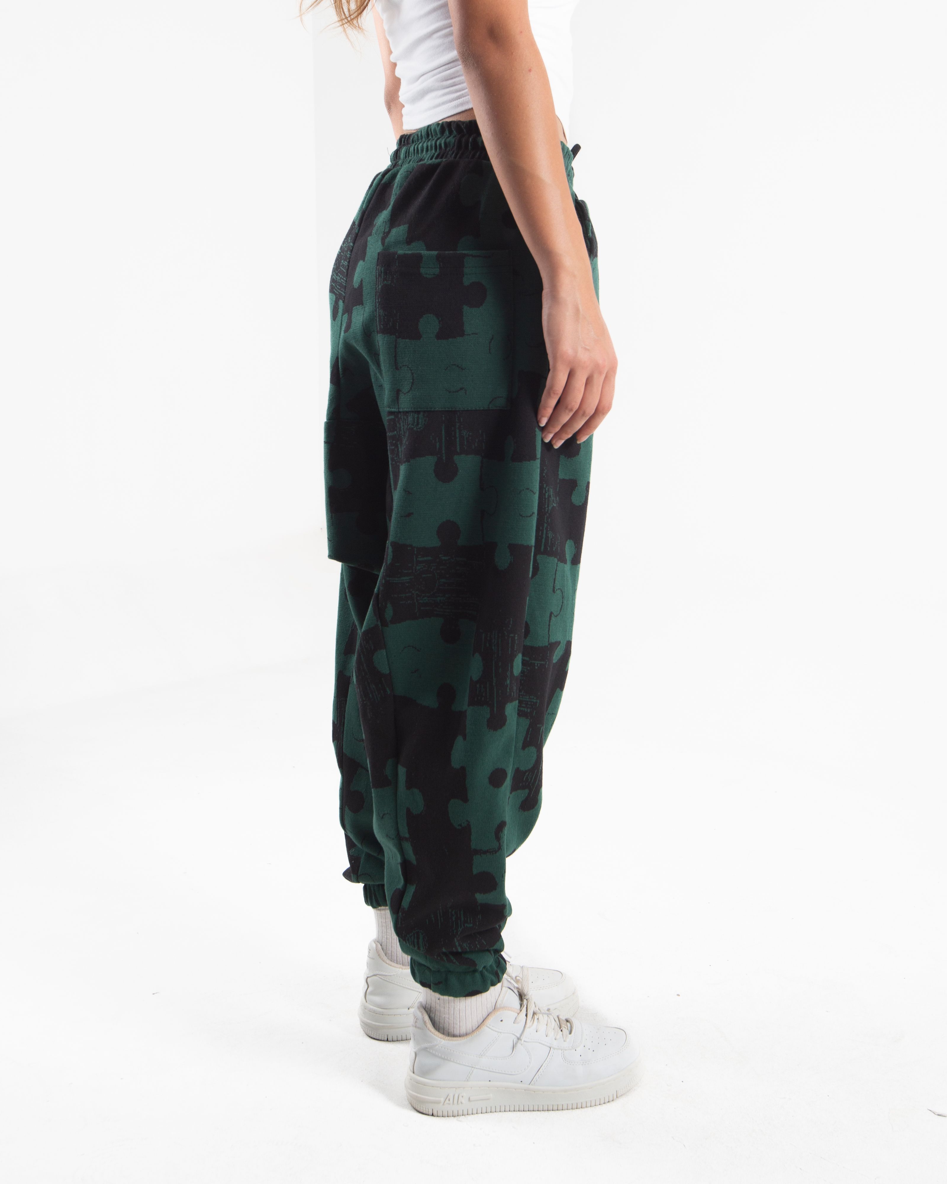 Kadın Green Puzzle Şalvar Pantolon