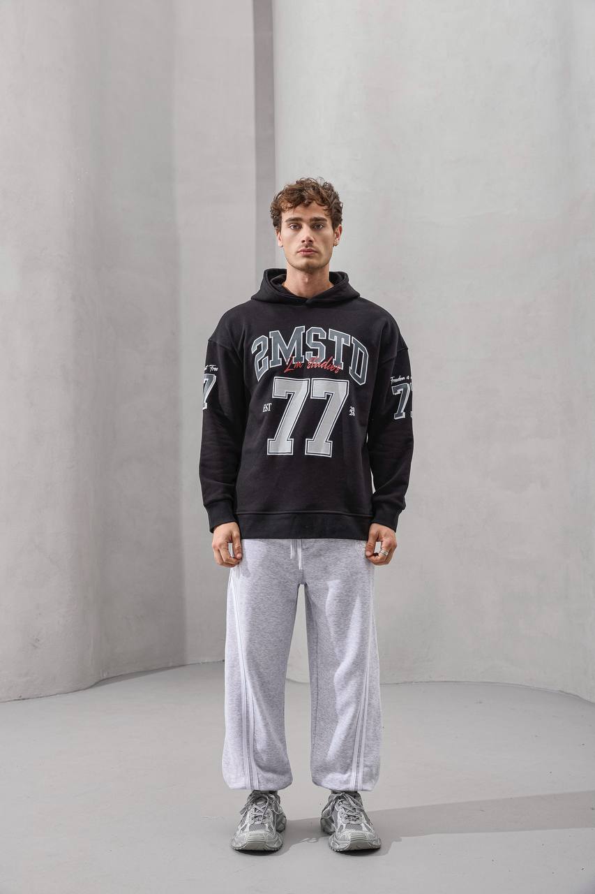 Erkek 2M 77 Black  Baskılı SweatShırt