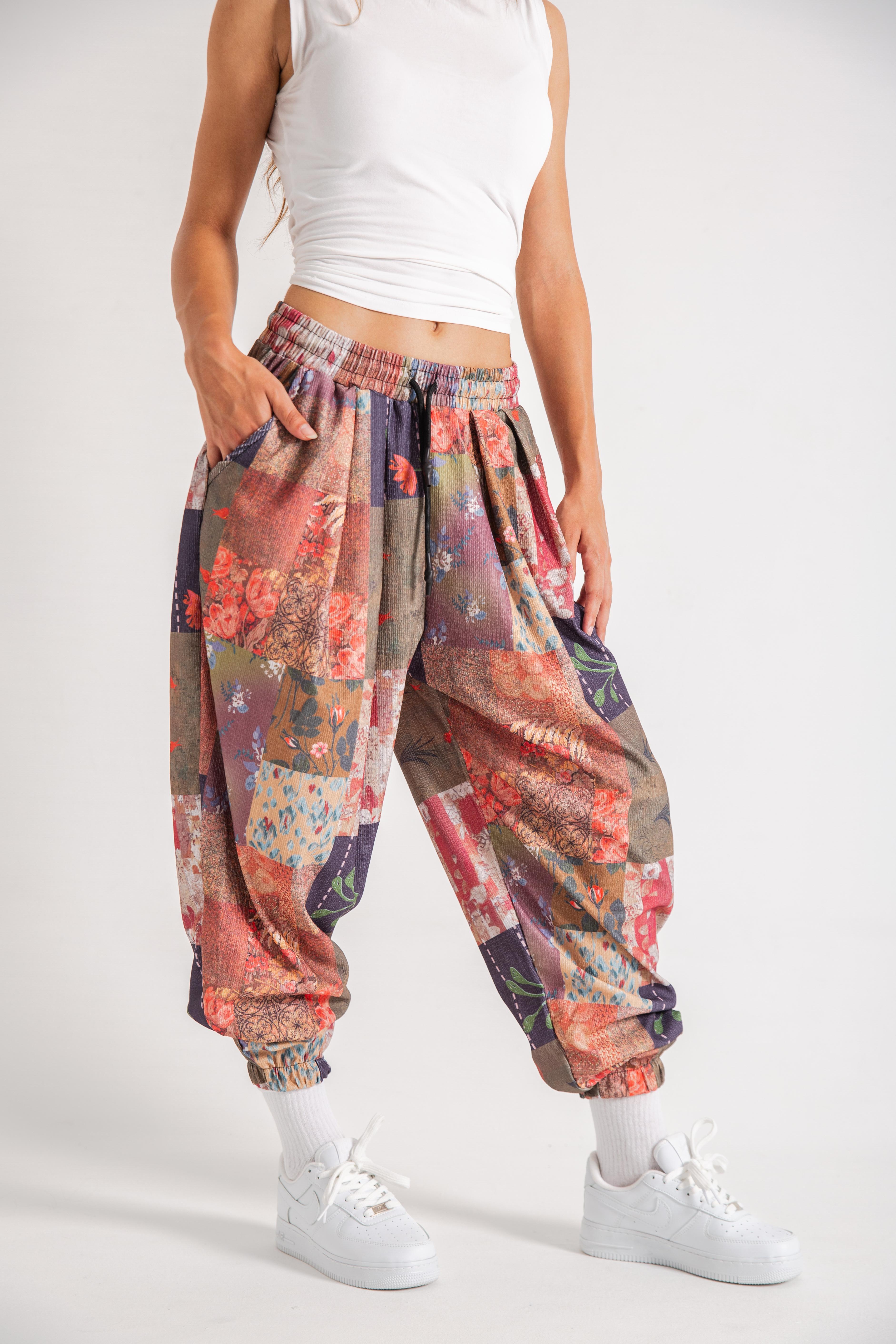 Kadın Pink Ethnic Pileli Eşofman Altı