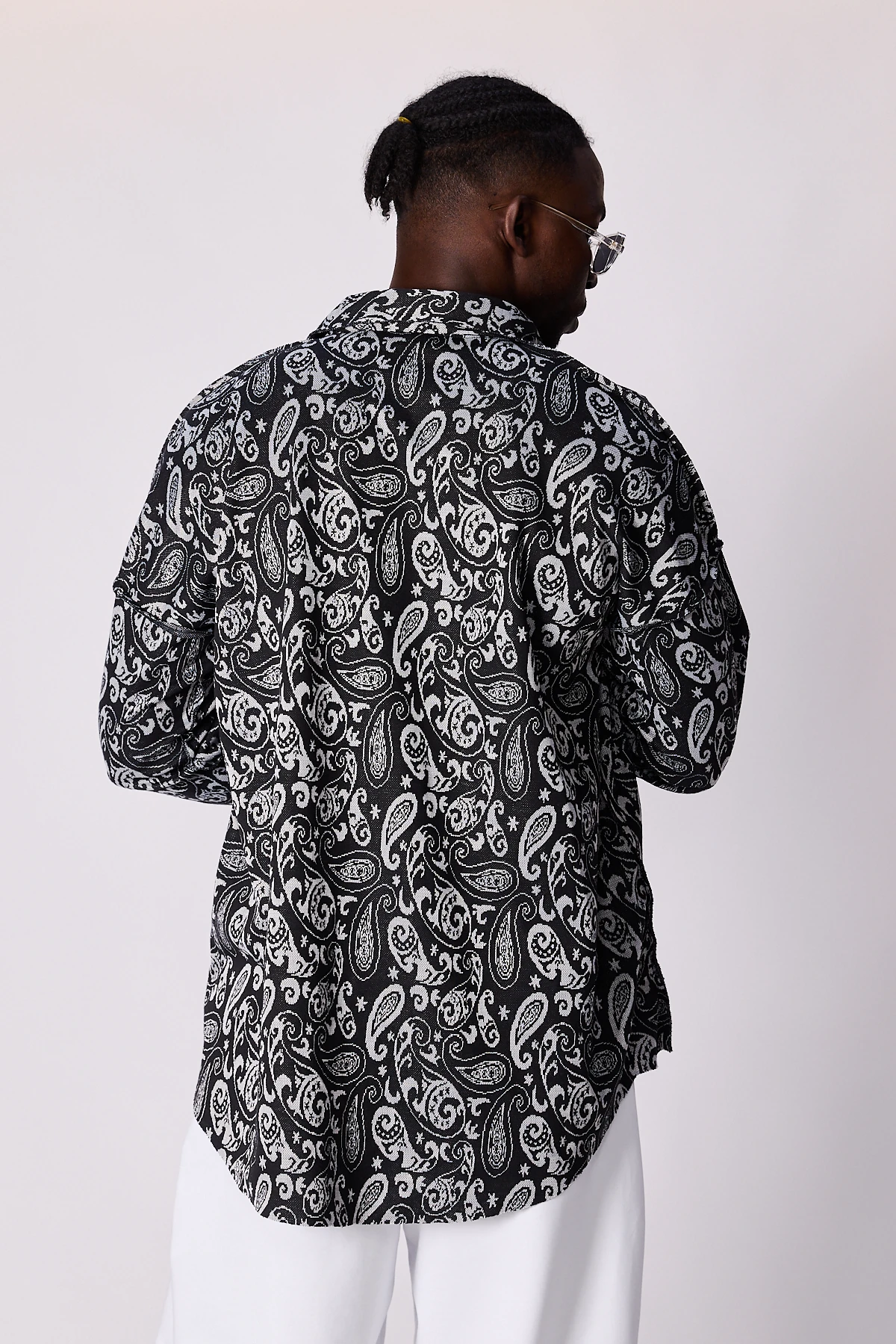 Erkek Etnik Desenli Oversize Gömlek