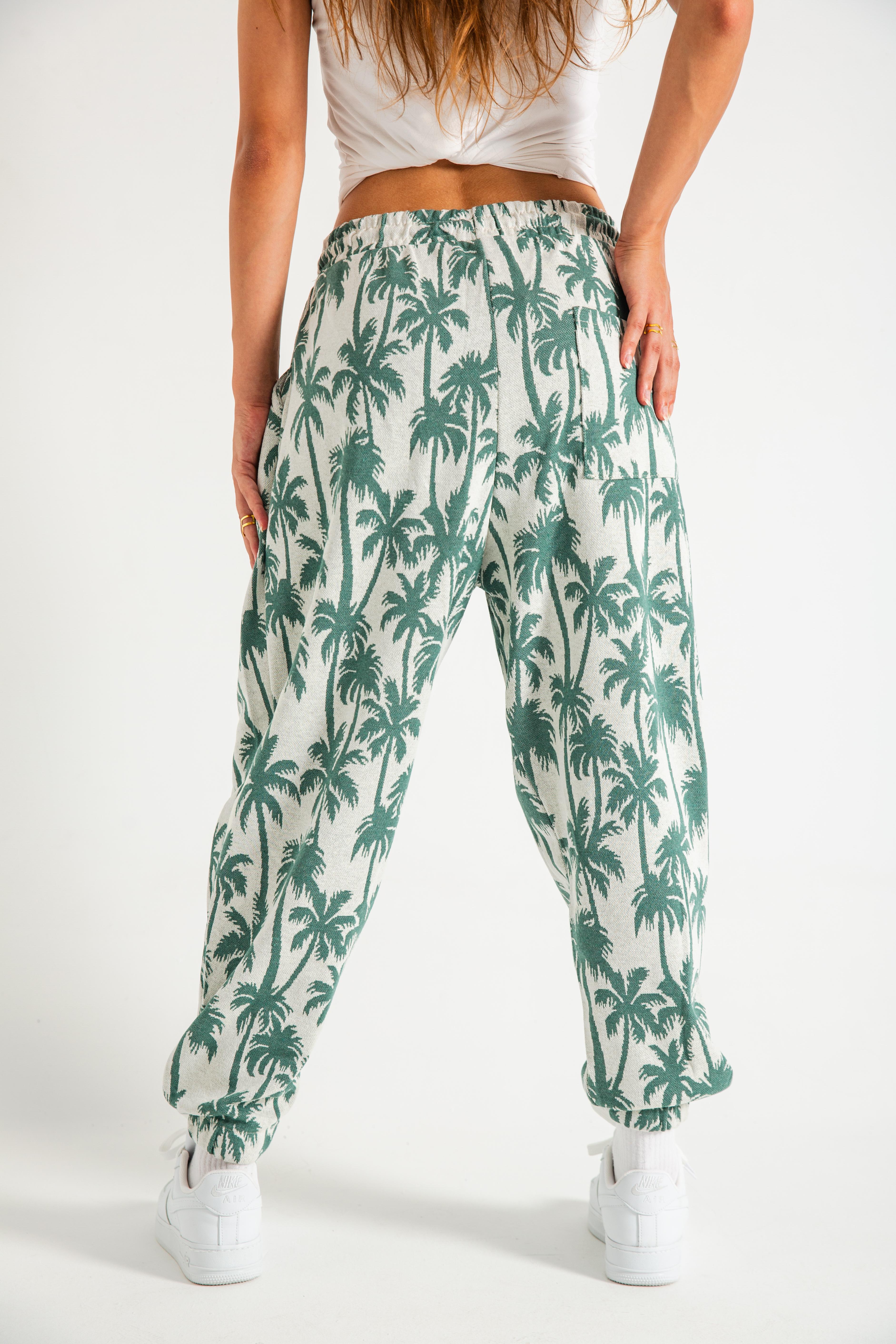 Kadın Turquoise Palm Pileli Eşofman Altı