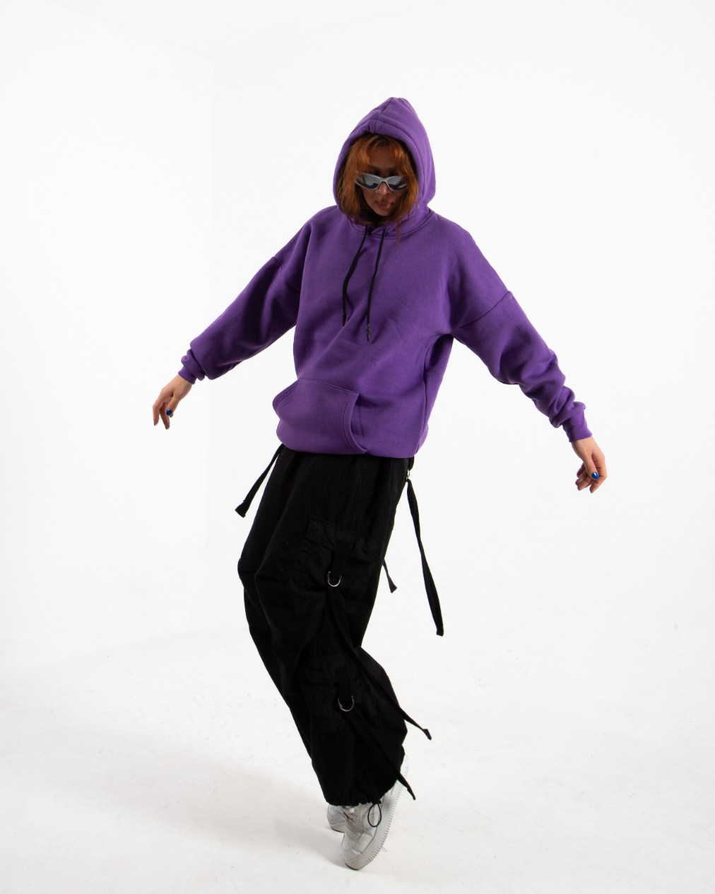 Kadın Mor Basic Oversize Sweatshirt