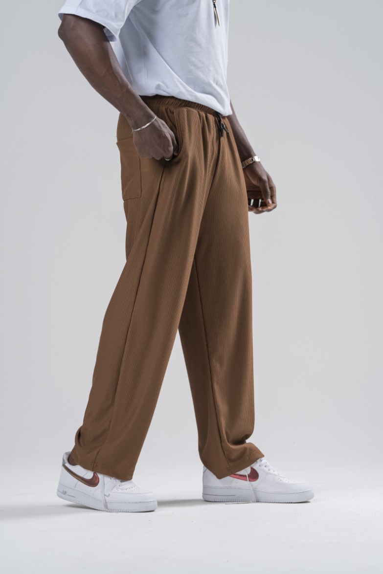 Erkek Camel Fitilli Baggy Pantolon