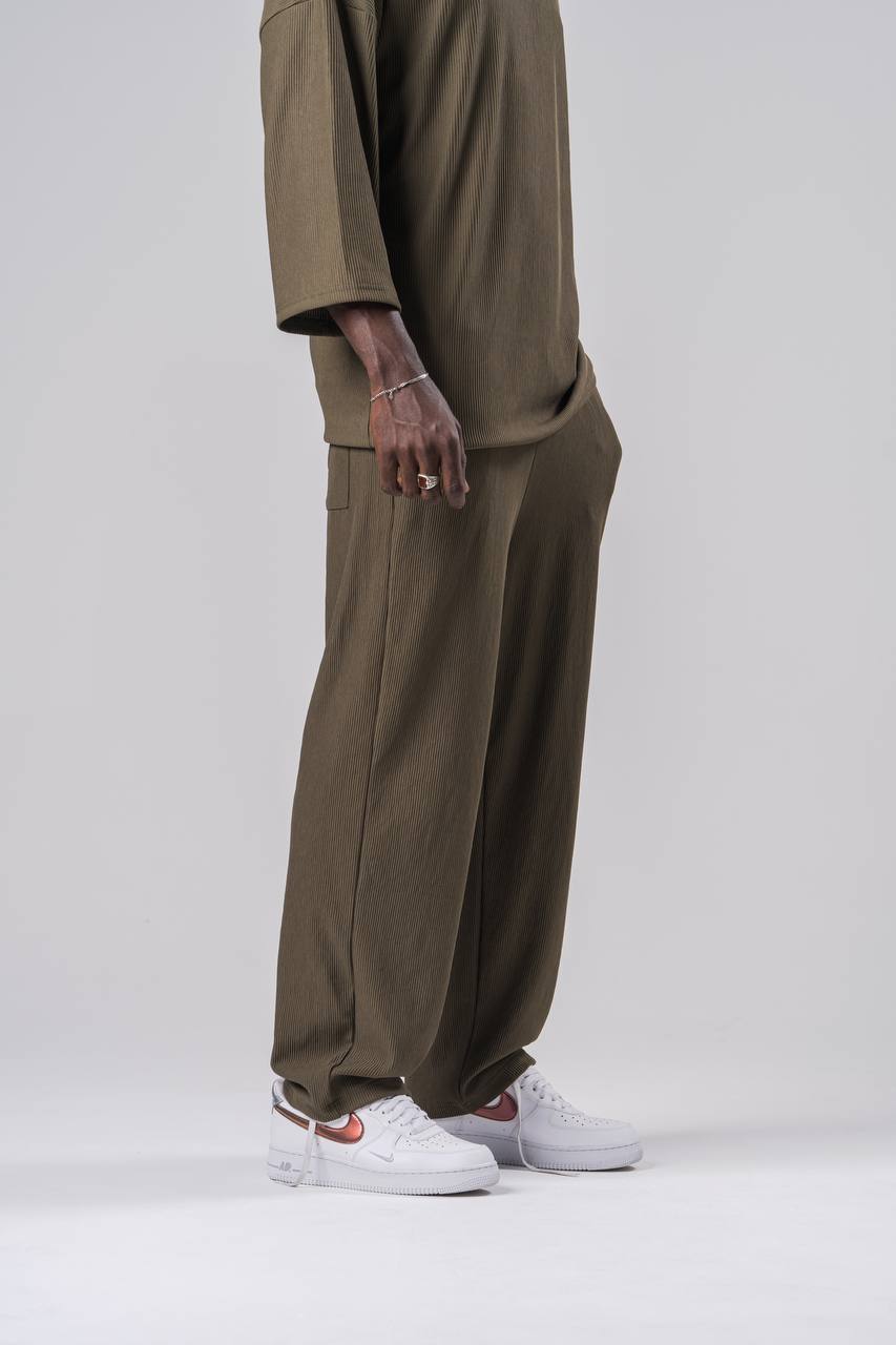 Erkek Haki Fitilli Baggy Pantolon 