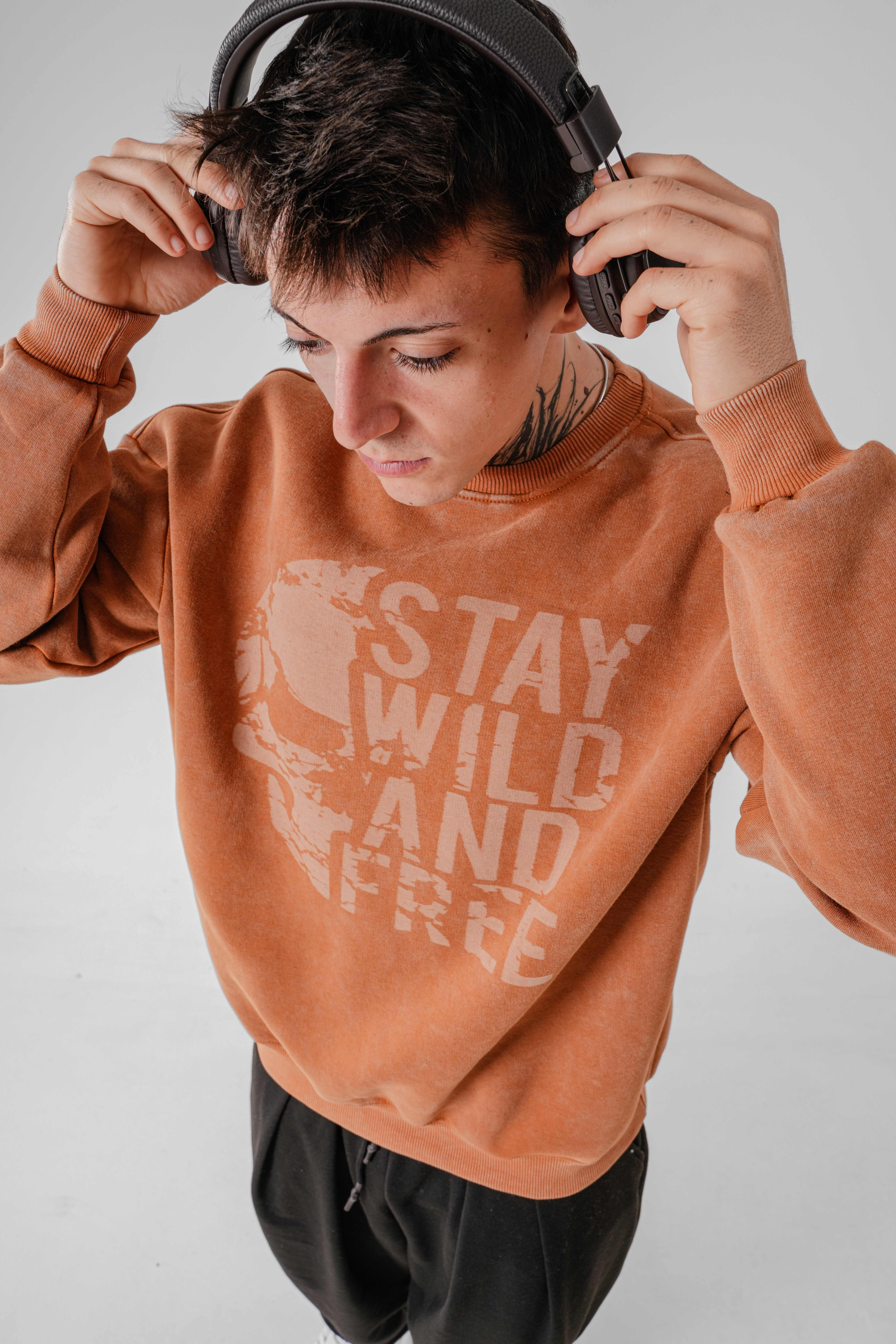 Erkek SWAF Orange Yıkamalı Sweat